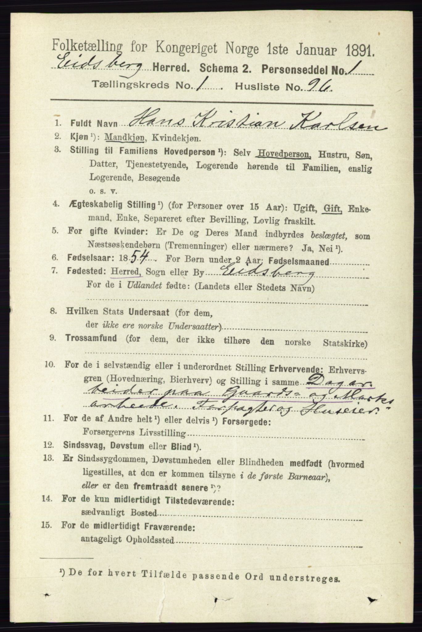 RA, 1891 census for 0125 Eidsberg, 1891, p. 753