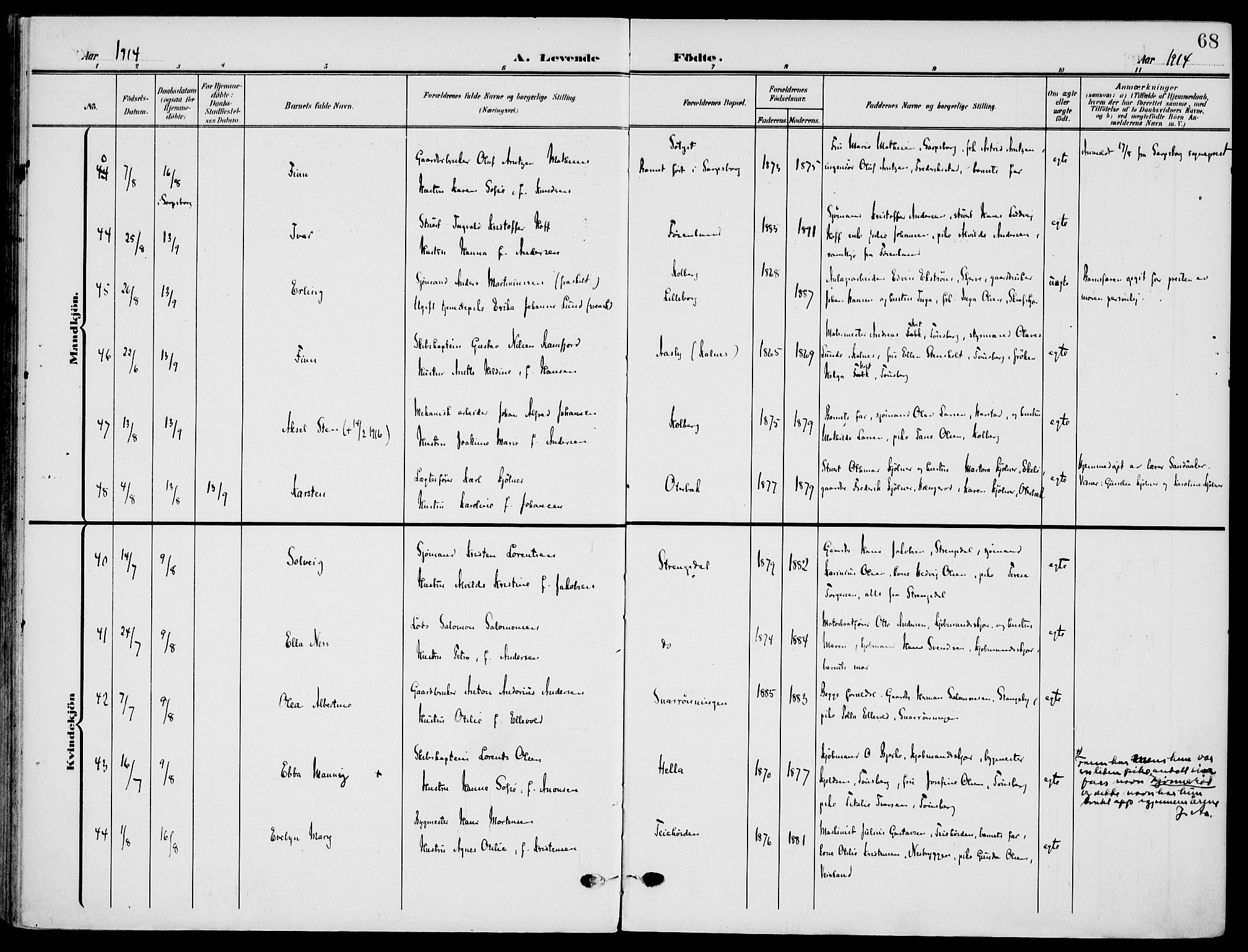 Nøtterøy kirkebøker, AV/SAKO-A-354/F/Fa/L0010: Parish register (official) no. I 10, 1908-1919, p. 68