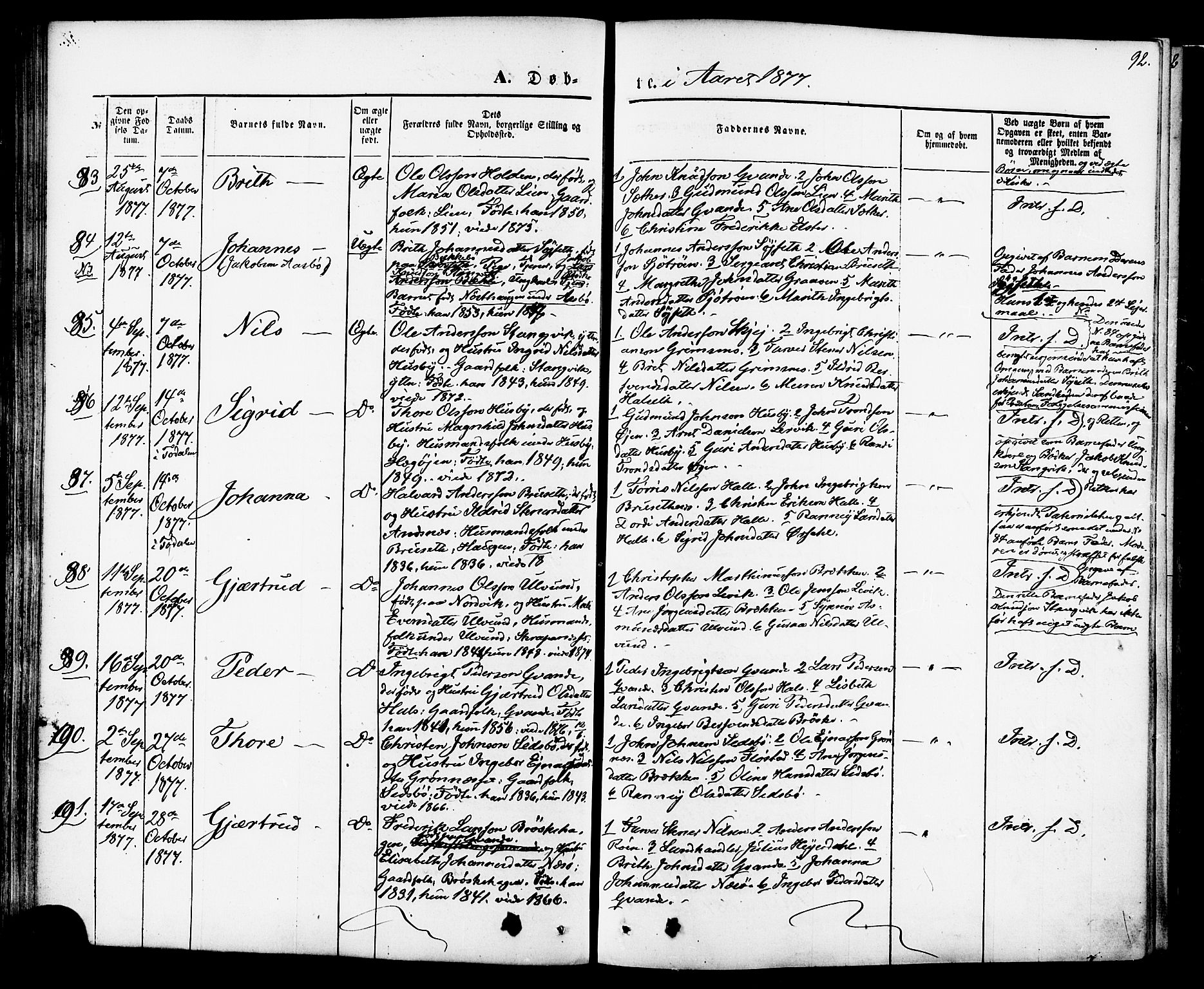 Ministerialprotokoller, klokkerbøker og fødselsregistre - Møre og Romsdal, AV/SAT-A-1454/592/L1027: Parish register (official) no. 592A05, 1865-1878, p. 92