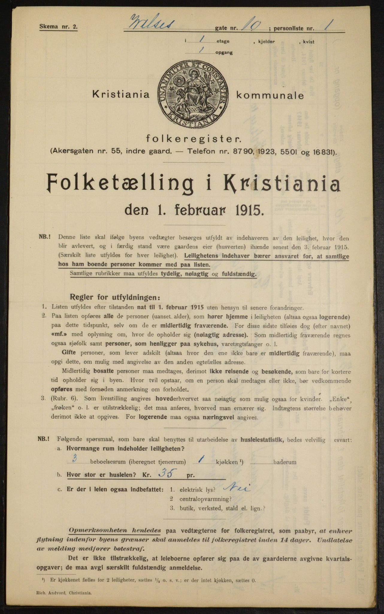 OBA, Municipal Census 1915 for Kristiania, 1915, p. 129072