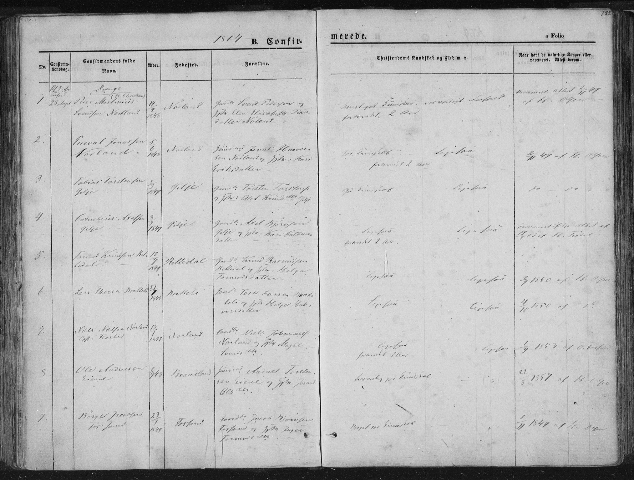 Høgsfjord sokneprestkontor, SAST/A-101624/H/Ha/Haa/L0001: Parish register (official) no. A 1, 1854-1875, p. 182