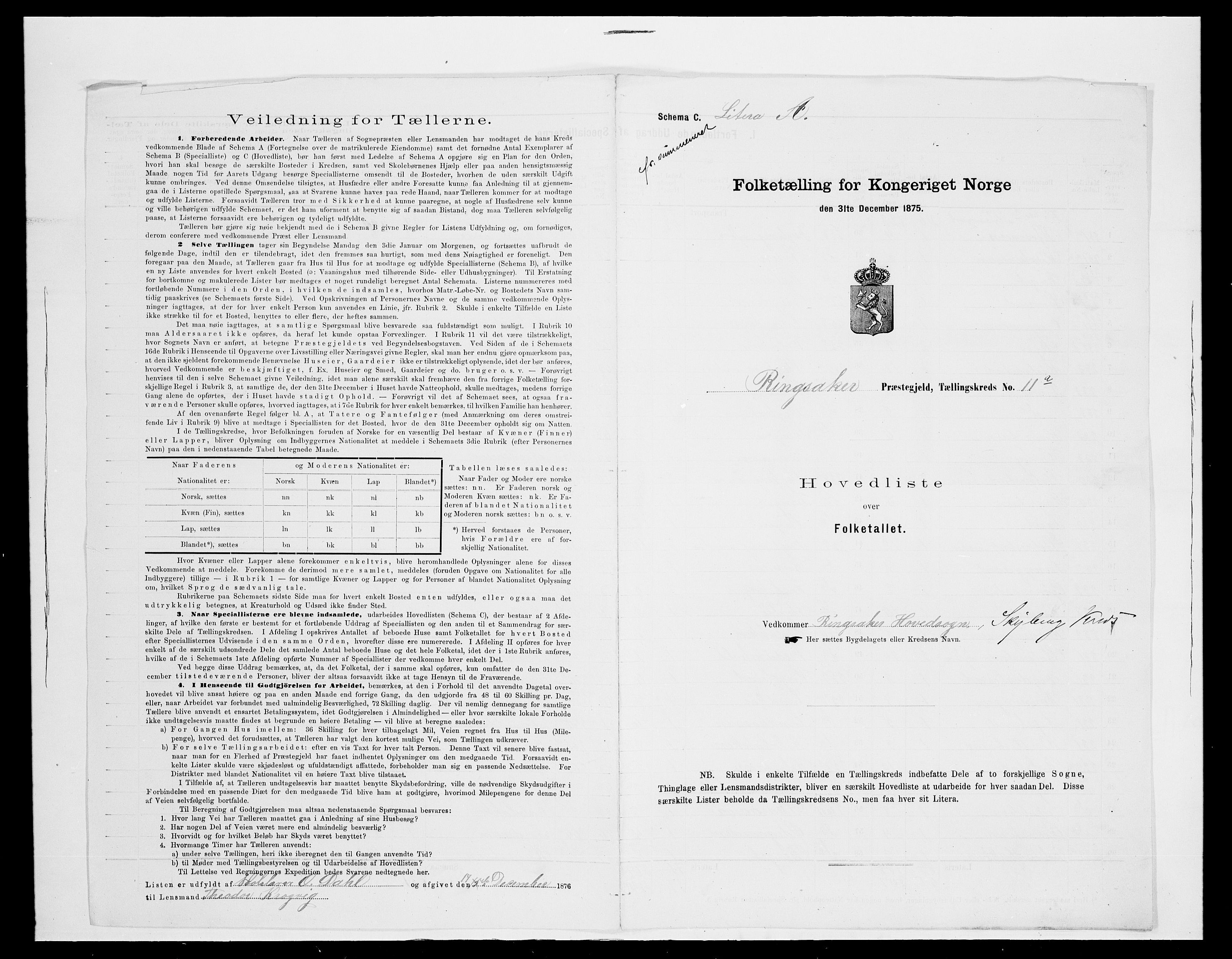 SAH, 1875 census for 0412P Ringsaker, 1875, p. 77