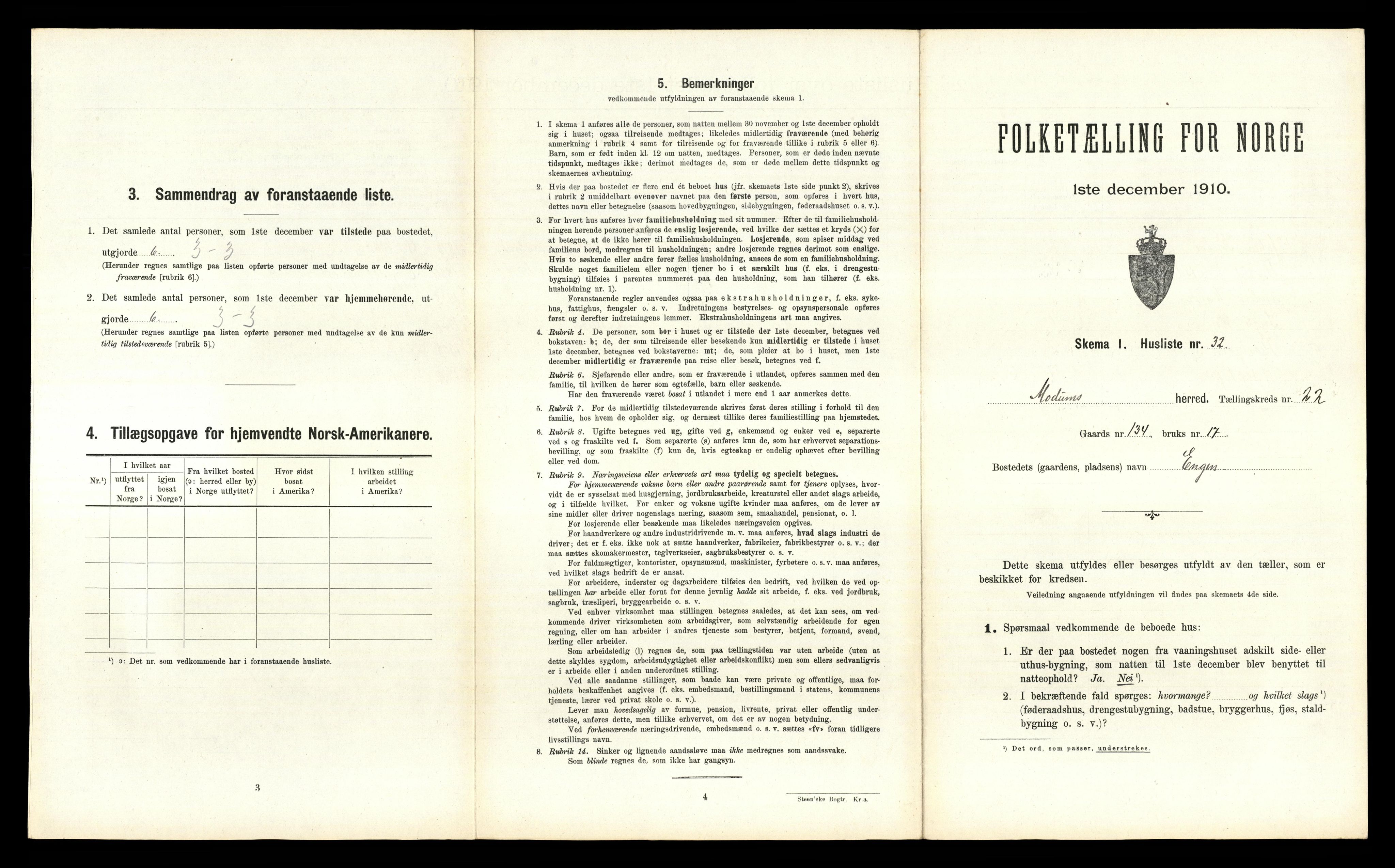 RA, 1910 census for Modum, 1910, p. 3504