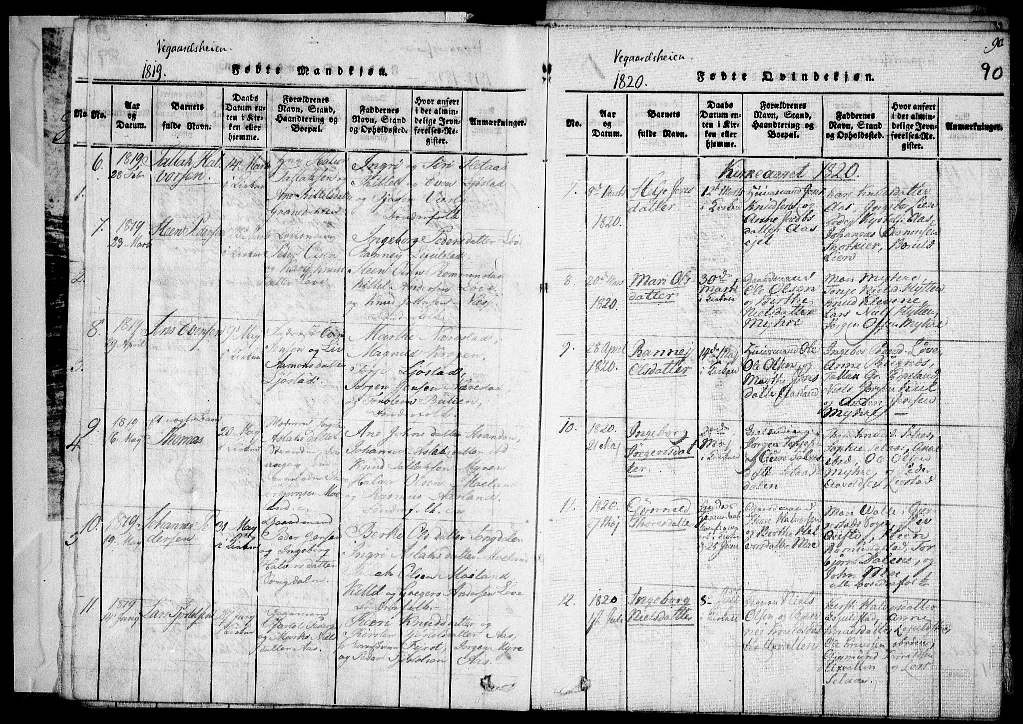 Holt sokneprestkontor, AV/SAK-1111-0021/F/Fa/L0005: Parish register (official) no. A 5, 1813-1821, p. 90