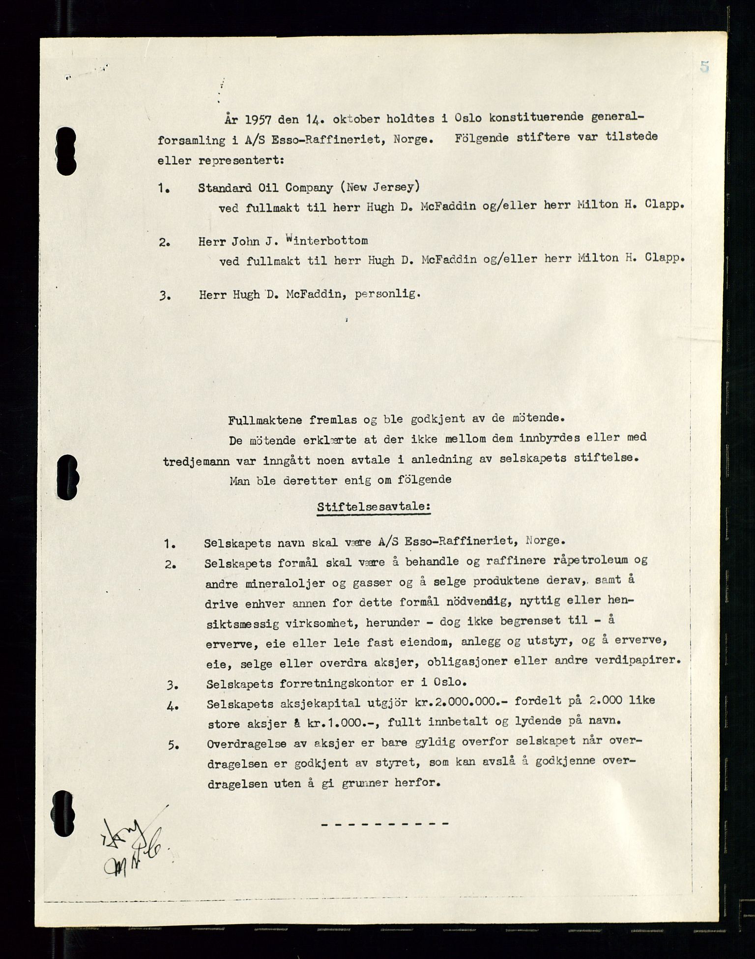 PA 1537 - A/S Essoraffineriet Norge, SAST/A-101957/A/Aa/L0001/0003: Styremøter / Shareholder meetings, board meetings, 1957-1958, p. 7