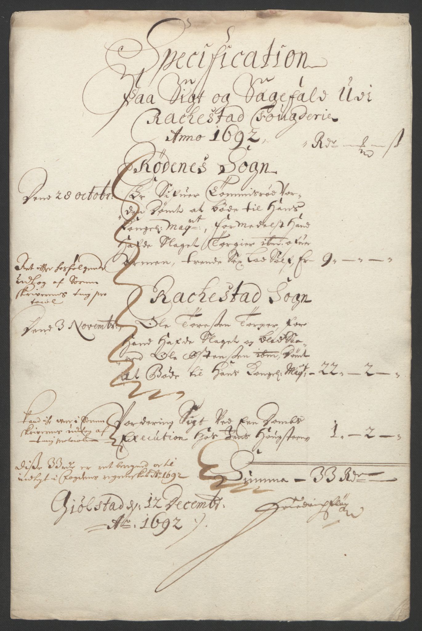 Rentekammeret inntil 1814, Reviderte regnskaper, Fogderegnskap, RA/EA-4092/R05/L0278: Fogderegnskap Rakkestad, 1691-1693, p. 171