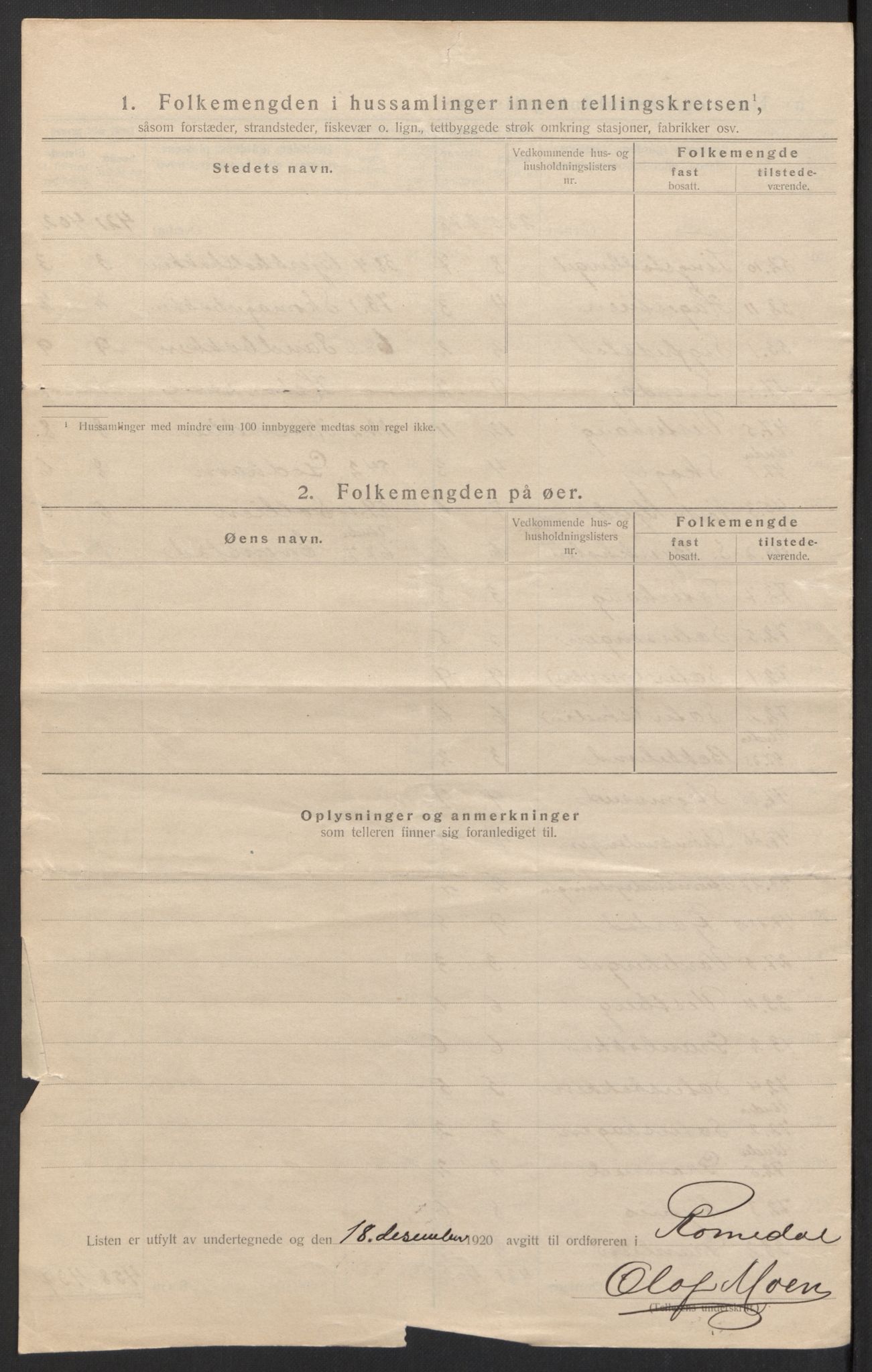 SAH, 1920 census for Romedal, 1920, p. 33