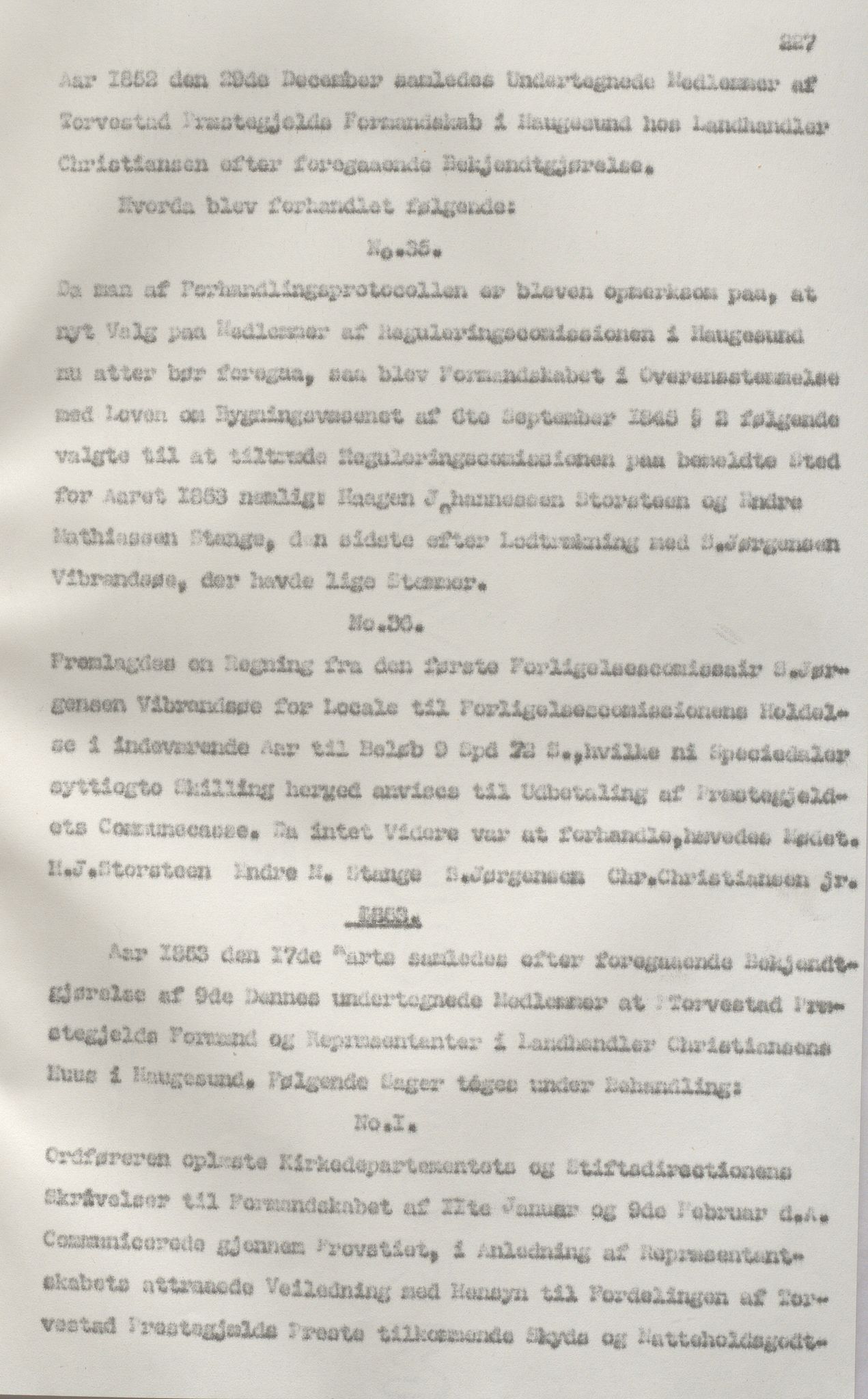 Torvastad kommune - Formannskapet, IKAR/K-101331/A/L0002: Avskrift av forhandlingsprotokoll, 1837-1855, p. 227