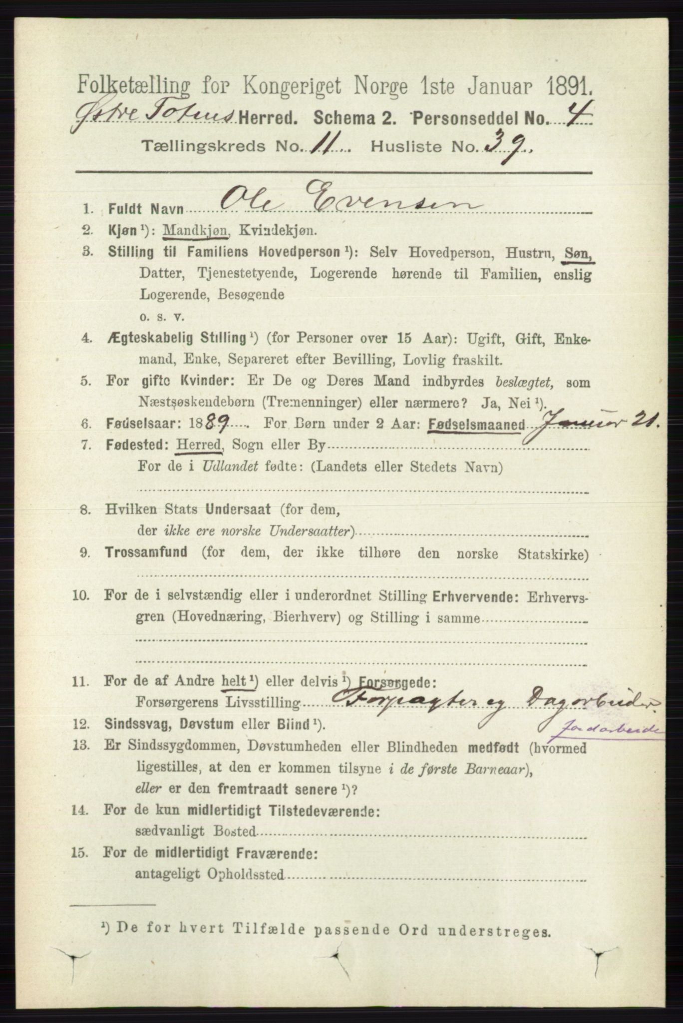 RA, 1891 census for 0528 Østre Toten, 1891, p. 7156