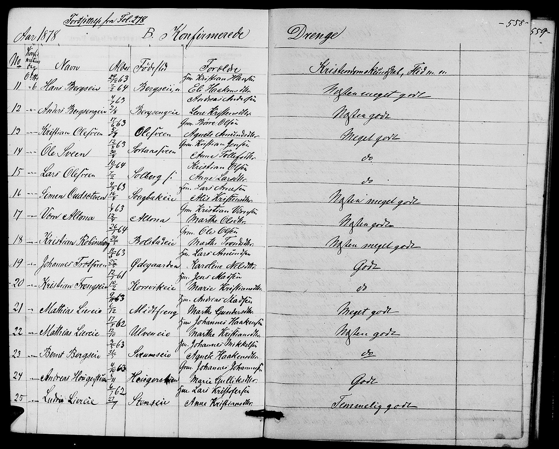 Ringsaker prestekontor, AV/SAH-PREST-014/L/La/L0008: Parish register (copy) no. 8, 1870-1878, p. 558