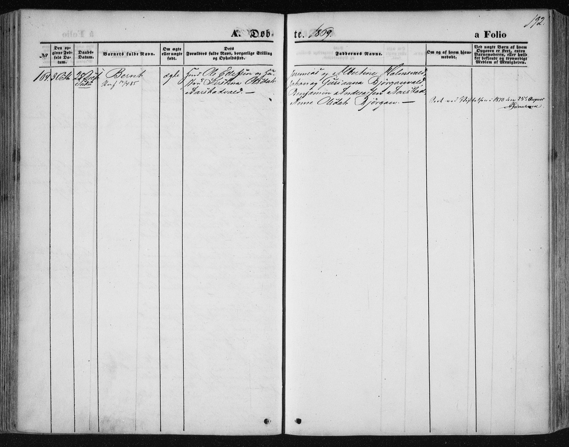 Ministerialprotokoller, klokkerbøker og fødselsregistre - Nord-Trøndelag, SAT/A-1458/723/L0241: Parish register (official) no. 723A10, 1860-1869, p. 192