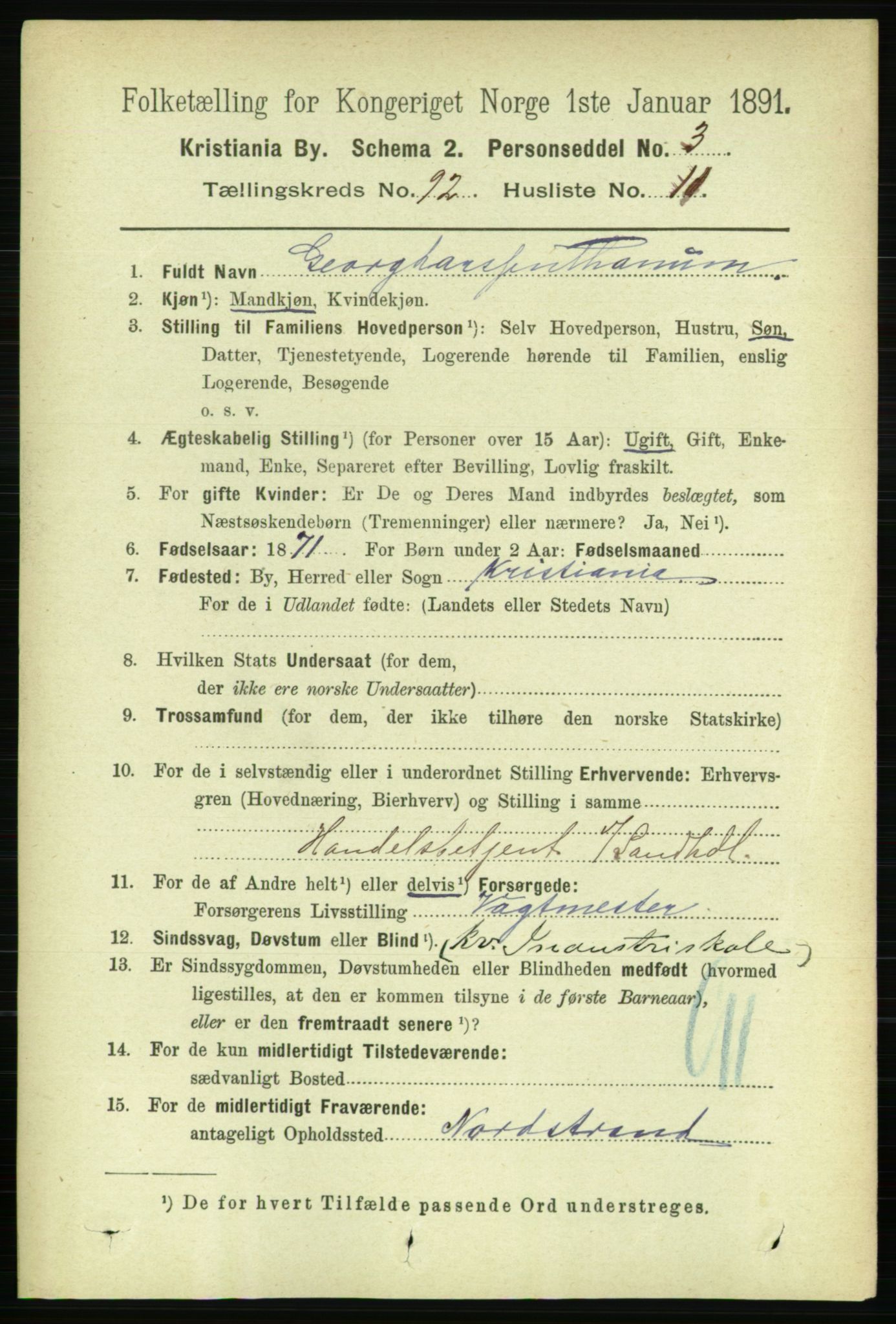 RA, 1891 census for 0301 Kristiania, 1891, p. 45413