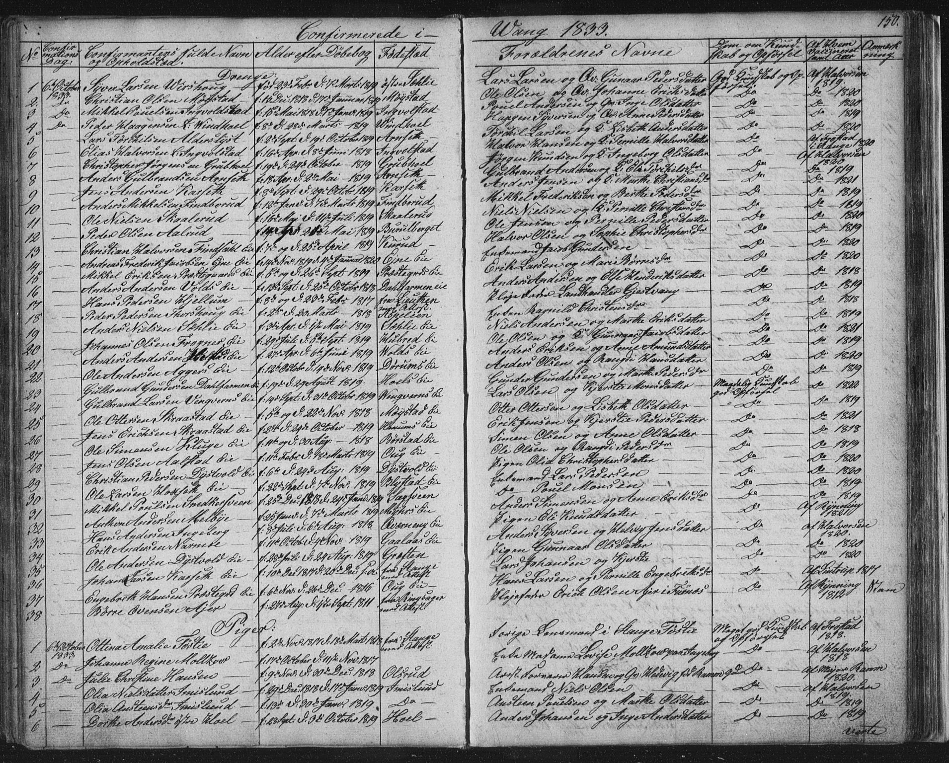 Vang prestekontor, Hedmark, SAH/PREST-008/H/Ha/Hab/L0008: Parish register (copy) no. 8, 1832-1854, p. 150