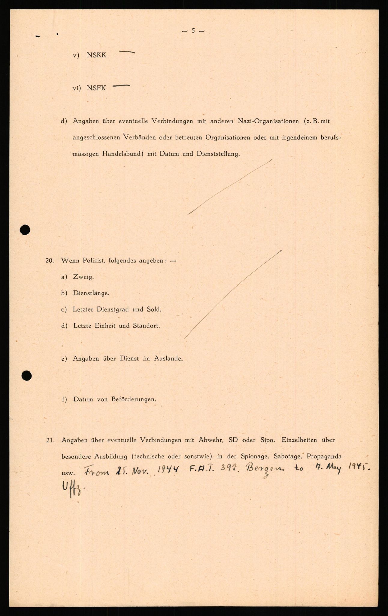 Forsvaret, Forsvarets overkommando II, AV/RA-RAFA-3915/D/Db/L0034: CI Questionaires. Tyske okkupasjonsstyrker i Norge. Tyskere., 1945-1946, p. 464