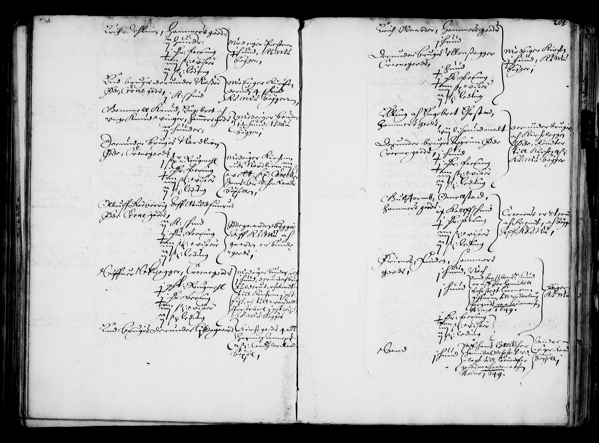 Rentekammeret inntil 1814, Realistisk ordnet avdeling, AV/RA-EA-4070/N/Na/L0001: [XI f]: Akershus stifts jordebok, 1652, p. 207b-208a