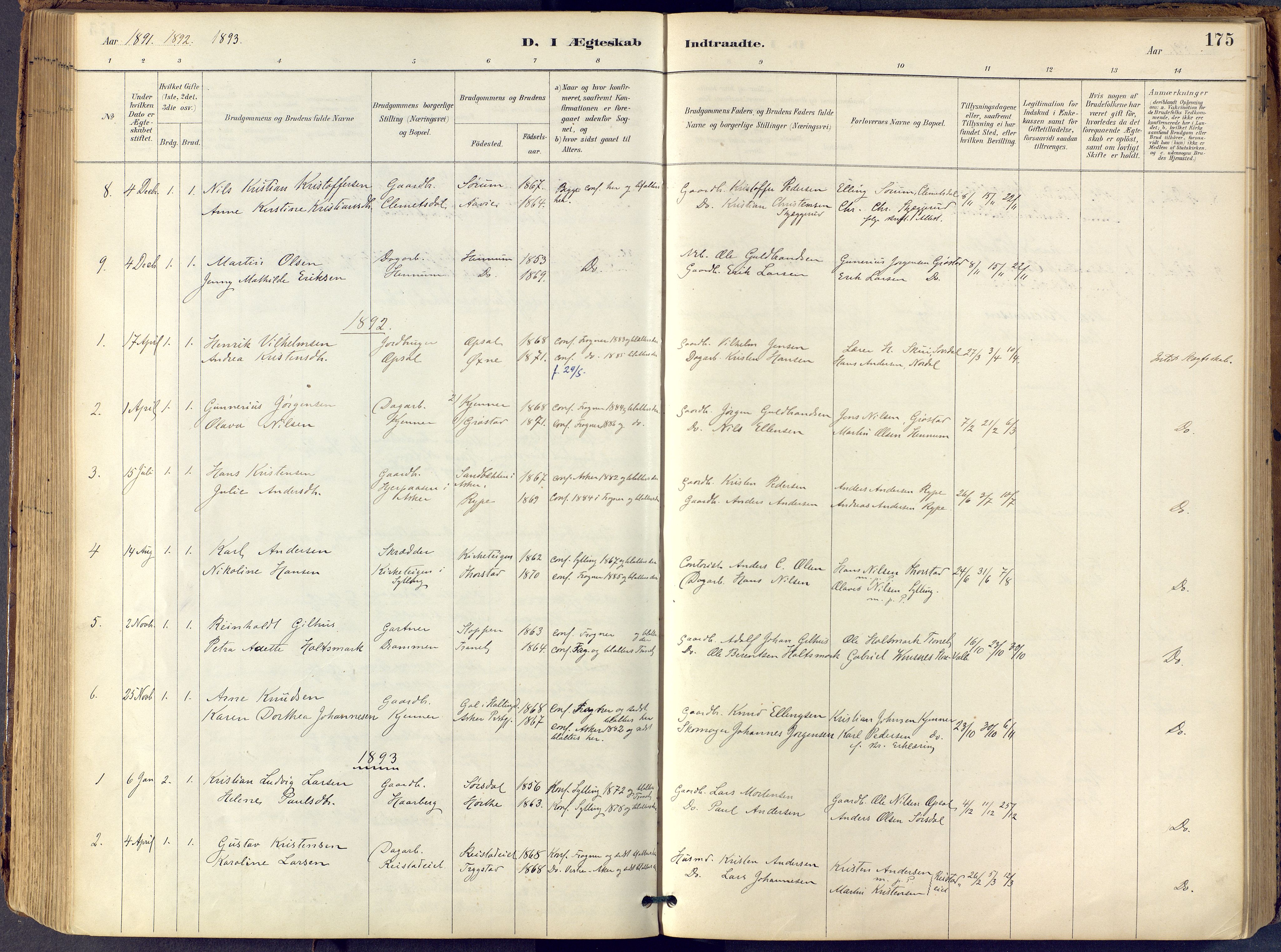 Lier kirkebøker, AV/SAKO-A-230/F/Fb/L0001: Parish register (official) no. II 1, 1883-1910, p. 175