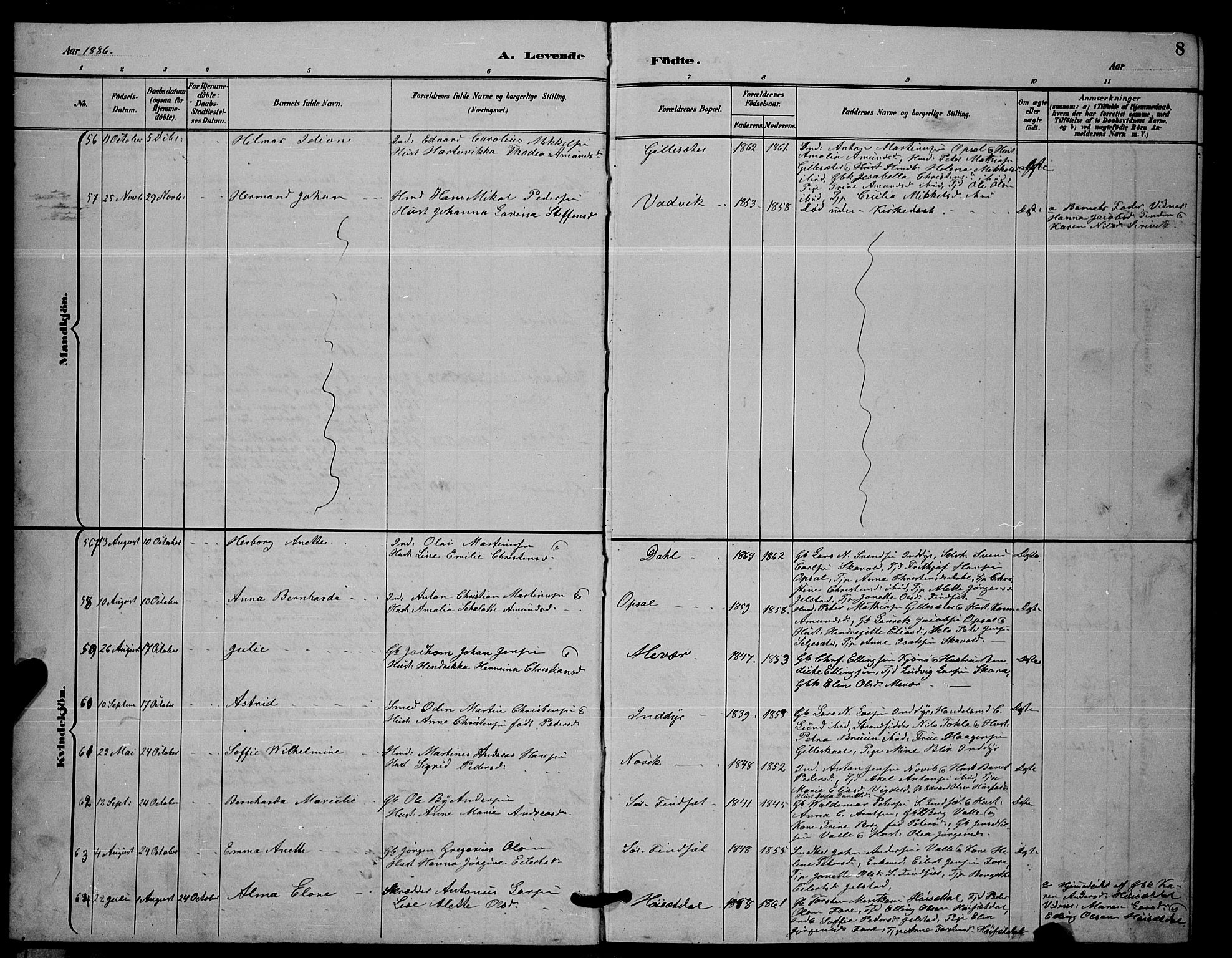 Ministerialprotokoller, klokkerbøker og fødselsregistre - Nordland, AV/SAT-A-1459/805/L0108: Parish register (copy) no. 805C04, 1885-1899, p. 8