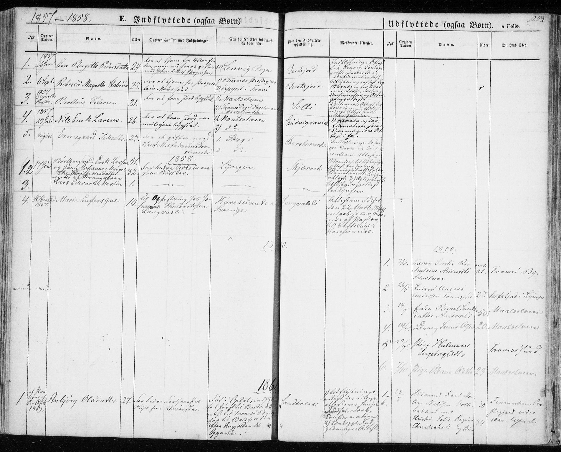 Balsfjord sokneprestembete, AV/SATØ-S-1303/G/Gaa/L0003kirke: Parish register (official) no. 3, 1856-1870, p. 253