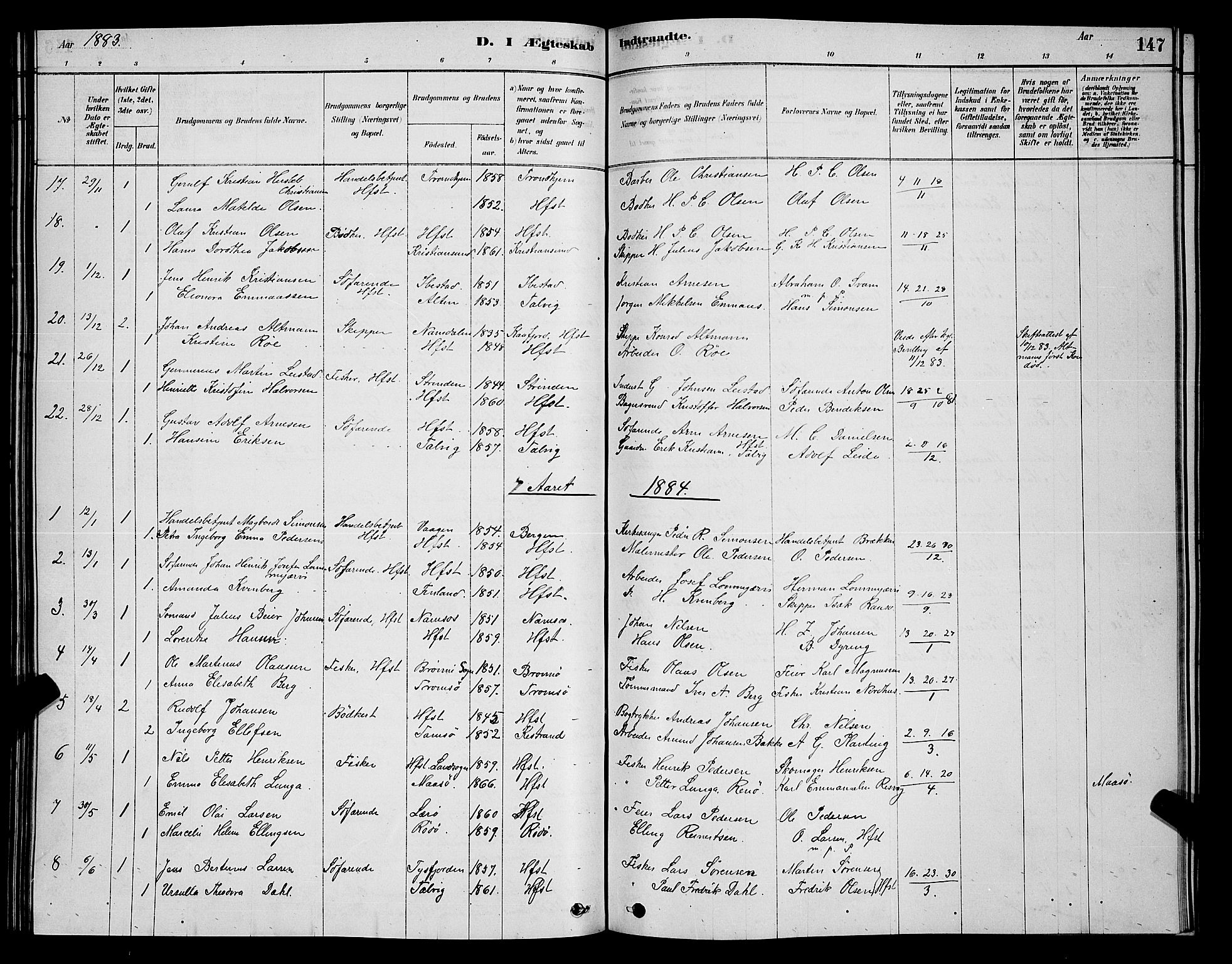 Hammerfest sokneprestkontor, AV/SATØ-S-1347/H/Hb/L0006.klokk: Parish register (copy) no. 6, 1876-1884, p. 147