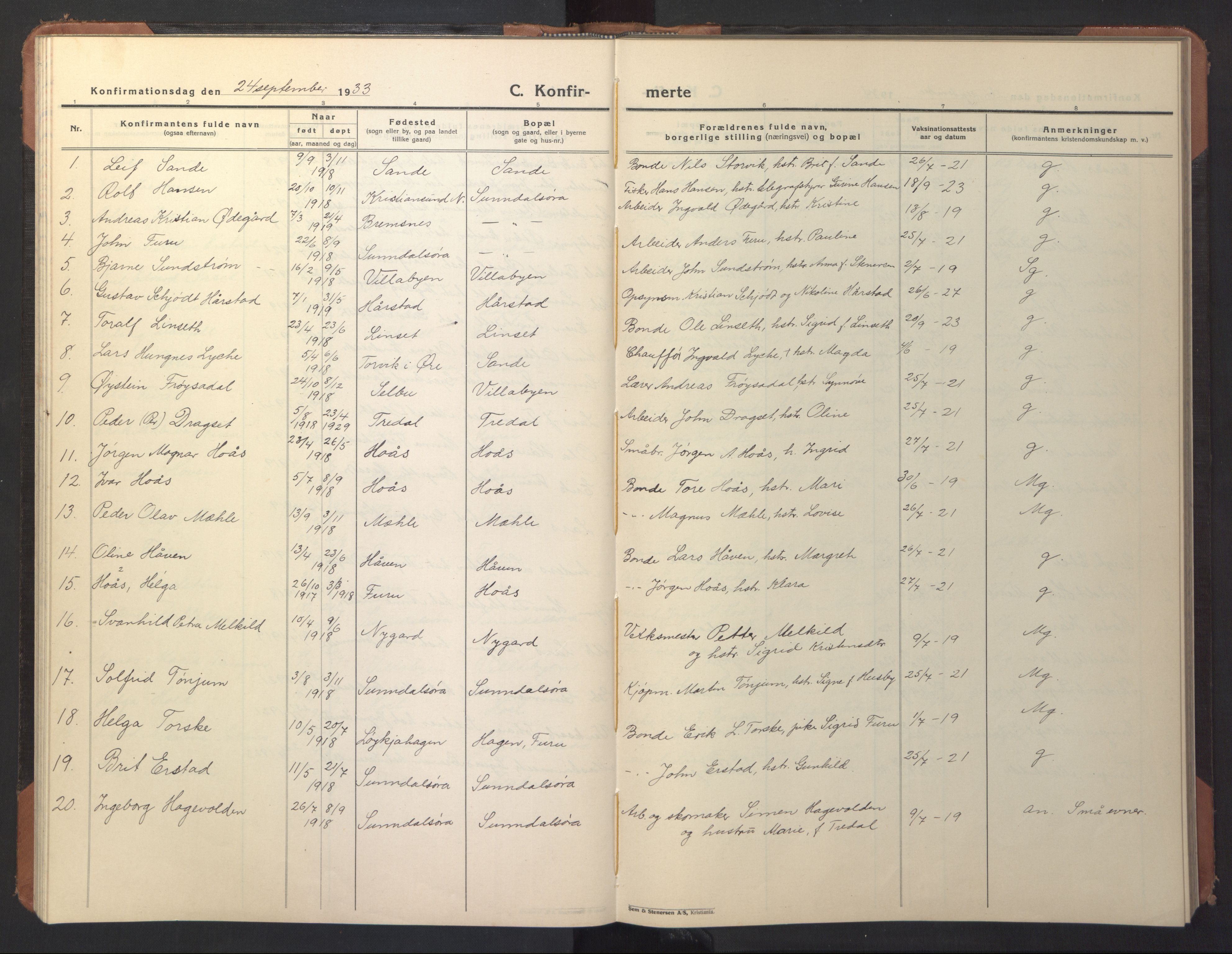 Ministerialprotokoller, klokkerbøker og fødselsregistre - Møre og Romsdal, AV/SAT-A-1454/590/L1018: Parish register (copy) no. 590C03, 1922-1950