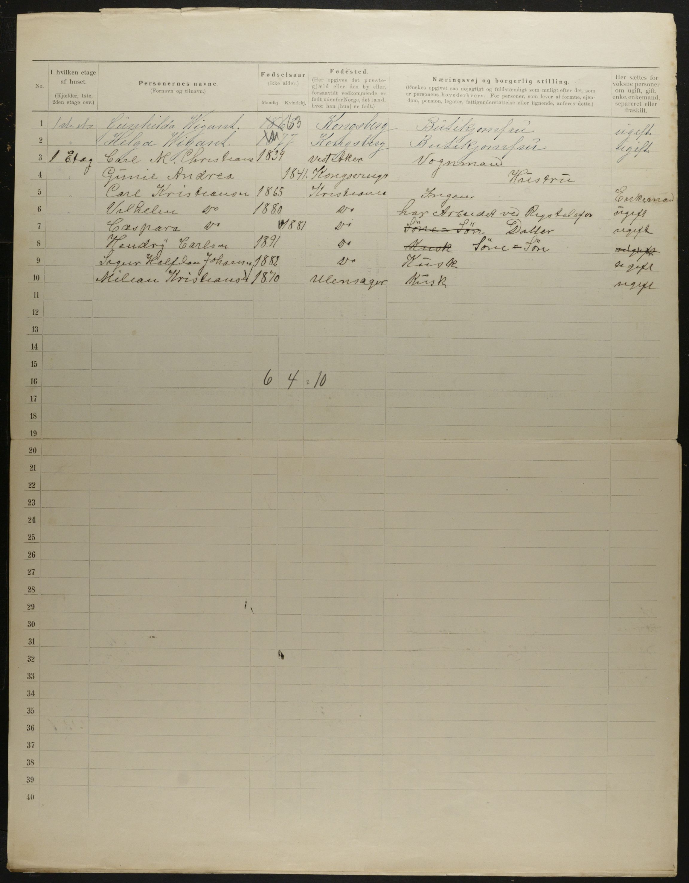 OBA, Municipal Census 1901 for Kristiania, 1901, p. 5576