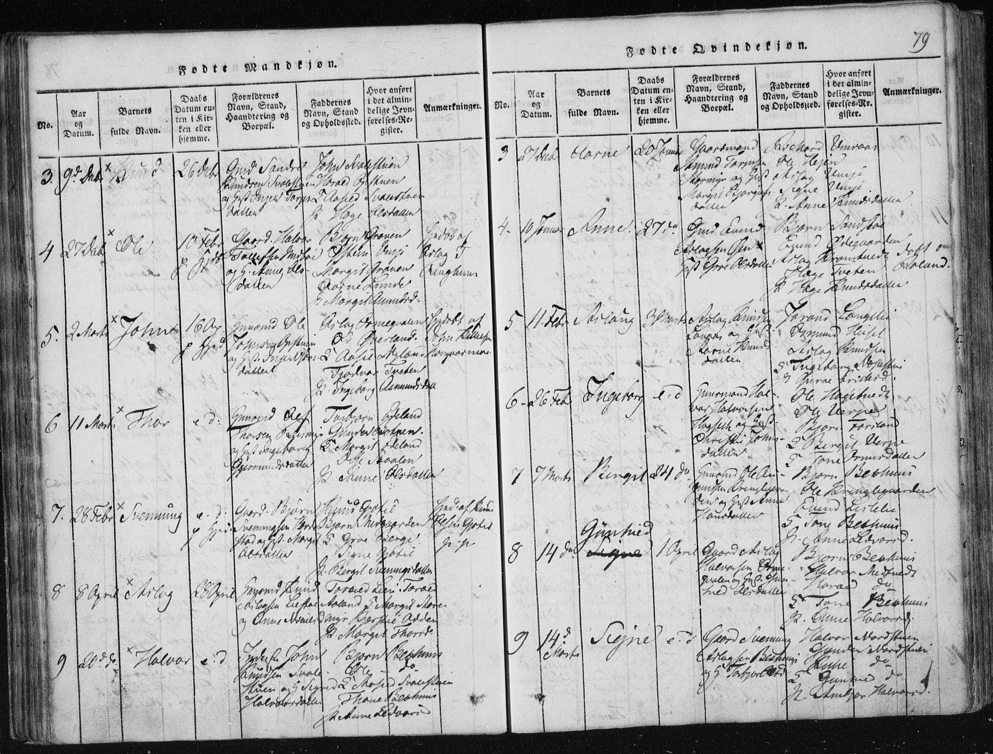 Vinje kirkebøker, AV/SAKO-A-312/F/Fa/L0003: Parish register (official) no. I 3, 1814-1843, p. 79