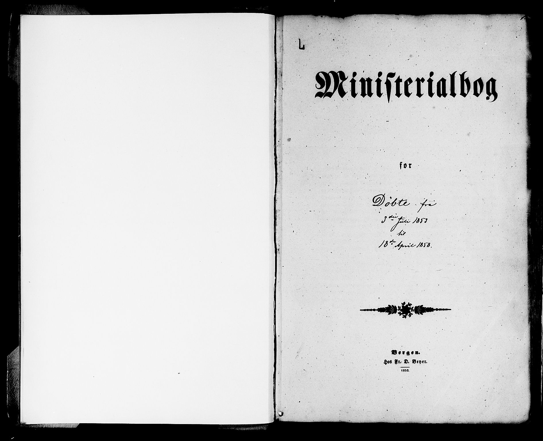 Korskirken sokneprestembete, AV/SAB-A-76101/H/Hab: Parish register (copy) no. B 3, 1853-1858, p. 1