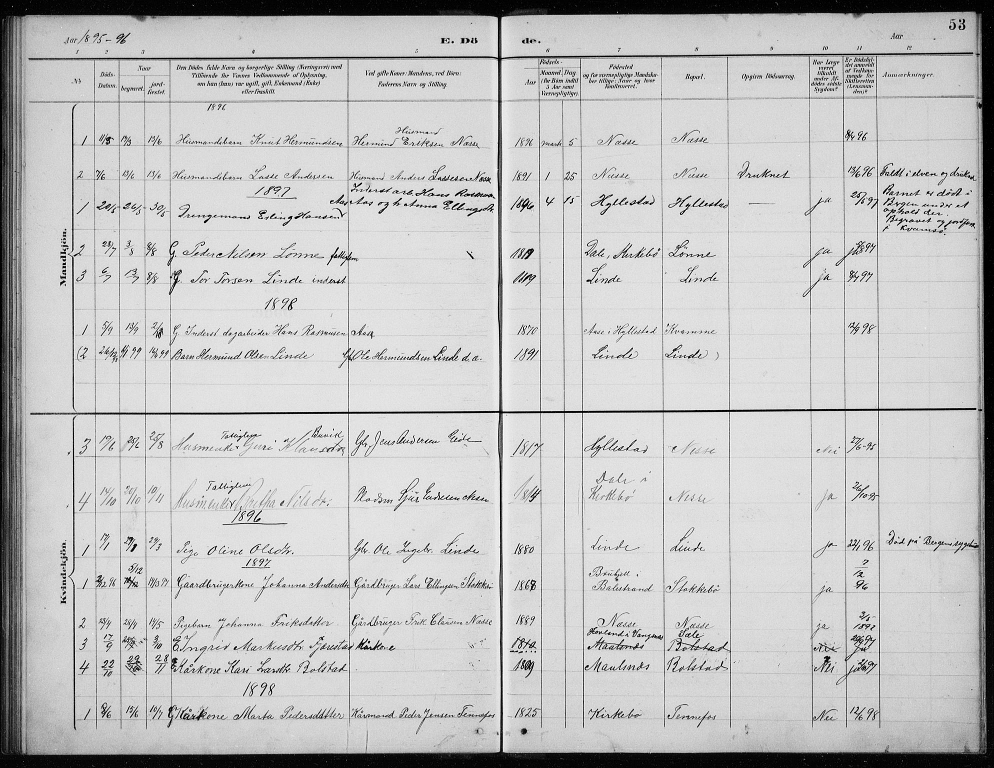 Balestrand sokneprestembete, SAB/A-79601/H/Hab/Habc/L0003: Parish register (copy) no. C 3, 1895-1927, p. 53