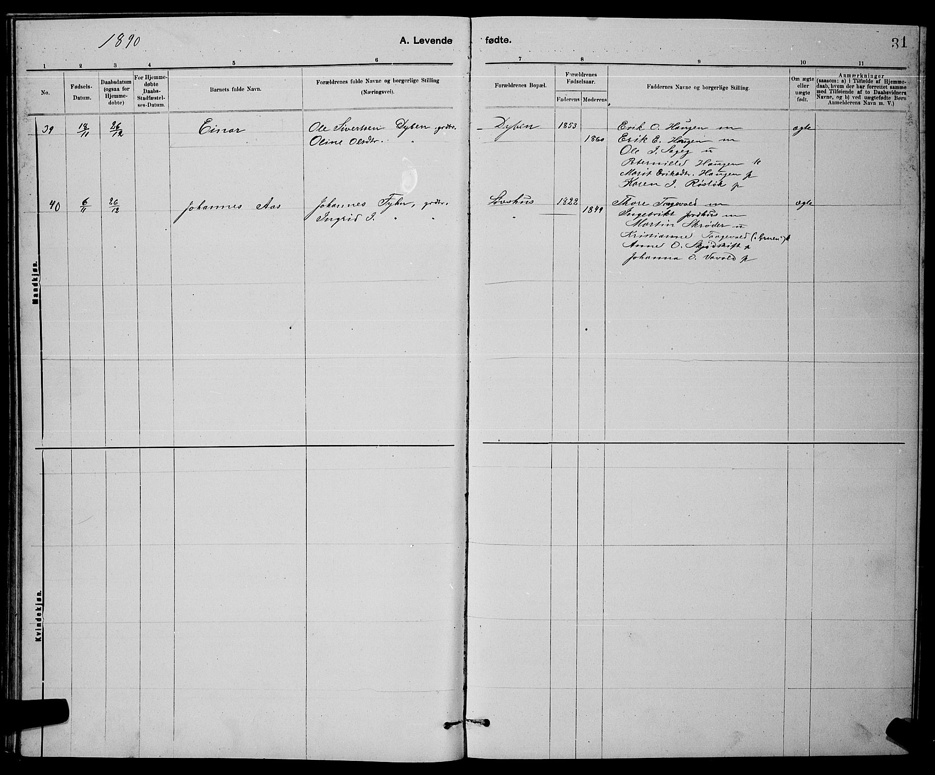 Ministerialprotokoller, klokkerbøker og fødselsregistre - Sør-Trøndelag, SAT/A-1456/672/L0863: Parish register (copy) no. 672C02, 1888-1901, p. 31