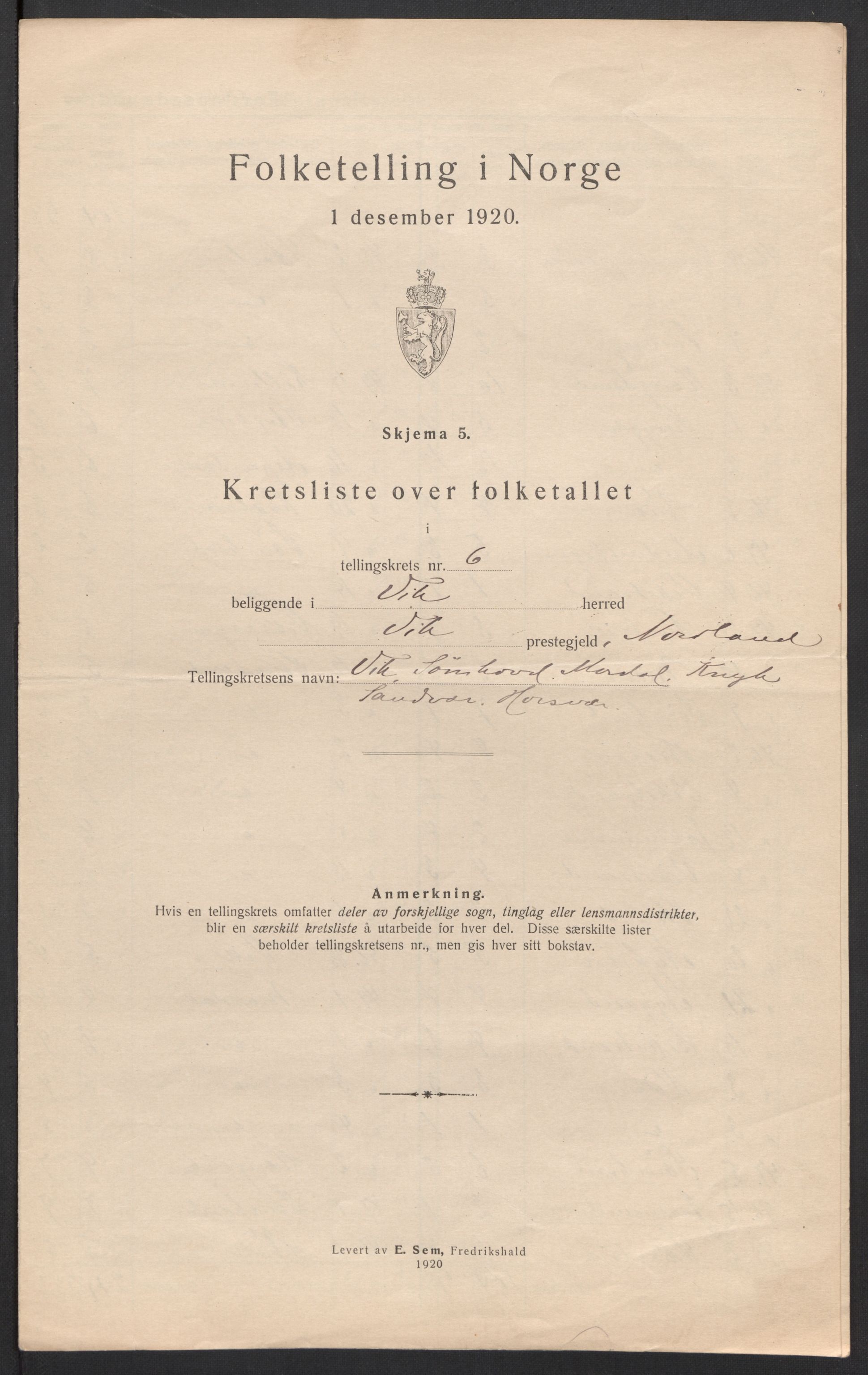 SAT, 1920 census for Vik, 1920, p. 21