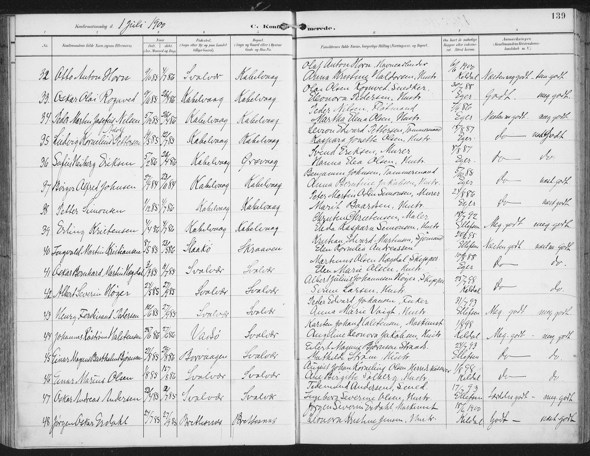 Ministerialprotokoller, klokkerbøker og fødselsregistre - Nordland, AV/SAT-A-1459/874/L1062: Parish register (official) no. 874A06, 1899-1907, p. 139