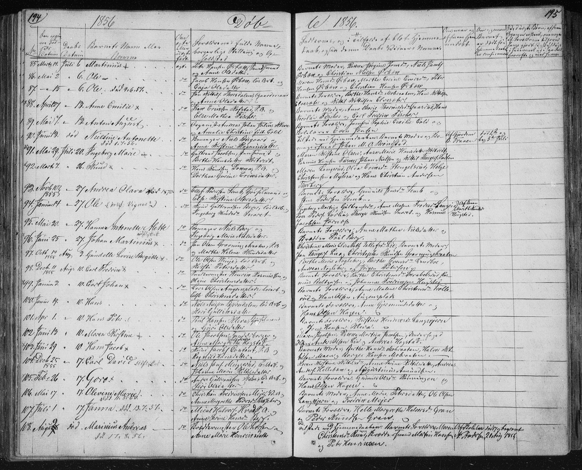 Kongsberg kirkebøker, AV/SAKO-A-22/F/Fa/L0009: Parish register (official) no. I 9, 1839-1858, p. 194-195