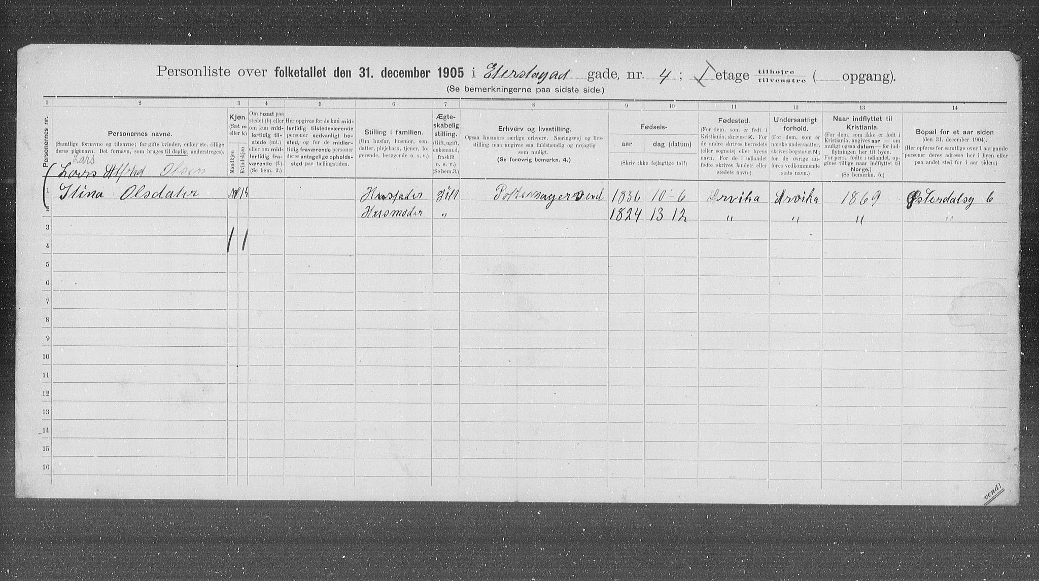 OBA, Municipal Census 1905 for Kristiania, 1905, p. 11570