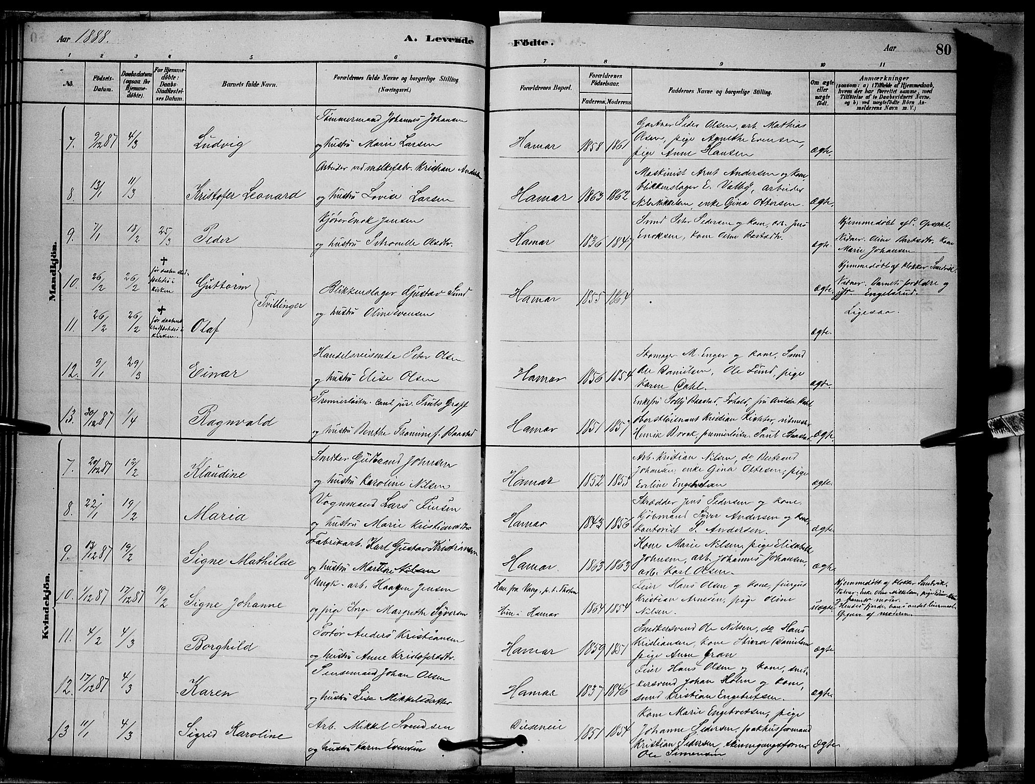 Vang prestekontor, Hedmark, SAH/PREST-008/H/Ha/Hab/L0012: Parish register (copy) no. 12, 1878-1889, p. 80