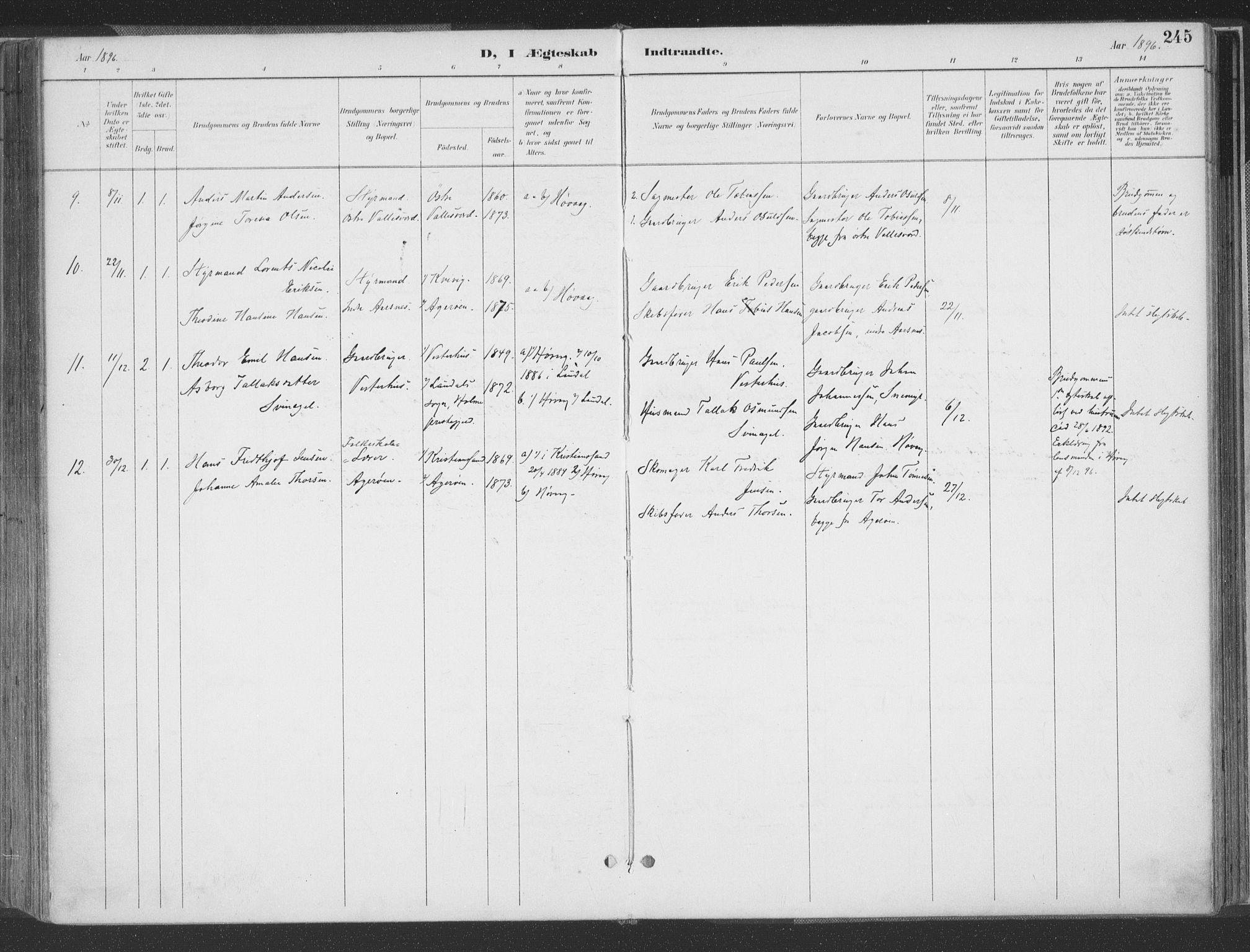 Høvåg sokneprestkontor, AV/SAK-1111-0025/F/Fa/L0006: Parish register (official) no. A 6, 1894-1923, p. 245