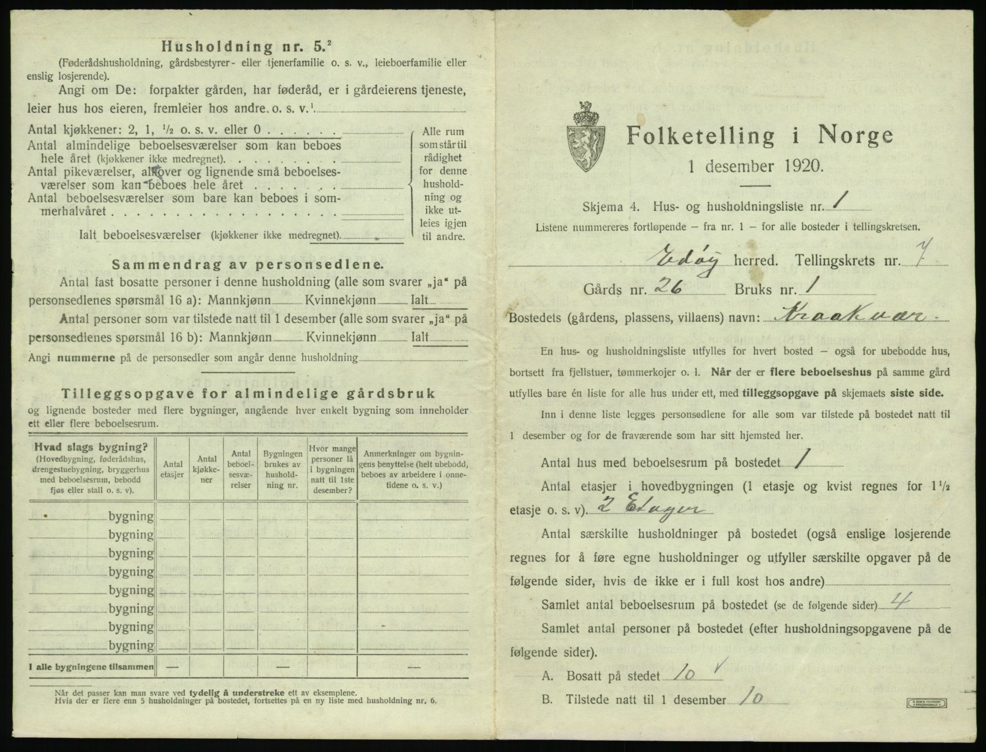 SAT, 1920 census for Edøy, 1920, p. 326