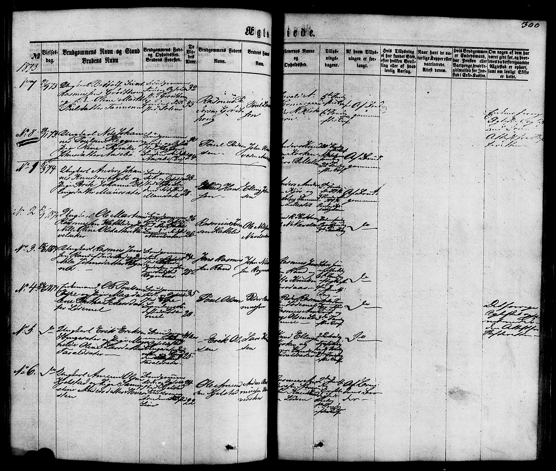 Hornindal sokneprestembete, SAB/A-82401/H/Haa/Haaa/L0002: Parish register (official) no. A 2, 1867-1884, p. 300
