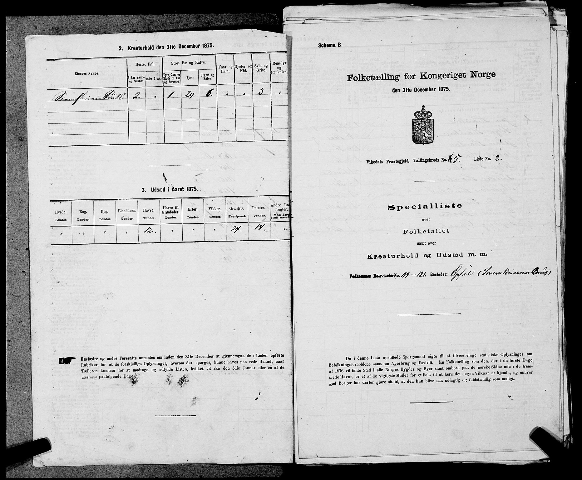 SAST, 1875 census for 1157P Vikedal, 1875, p. 536