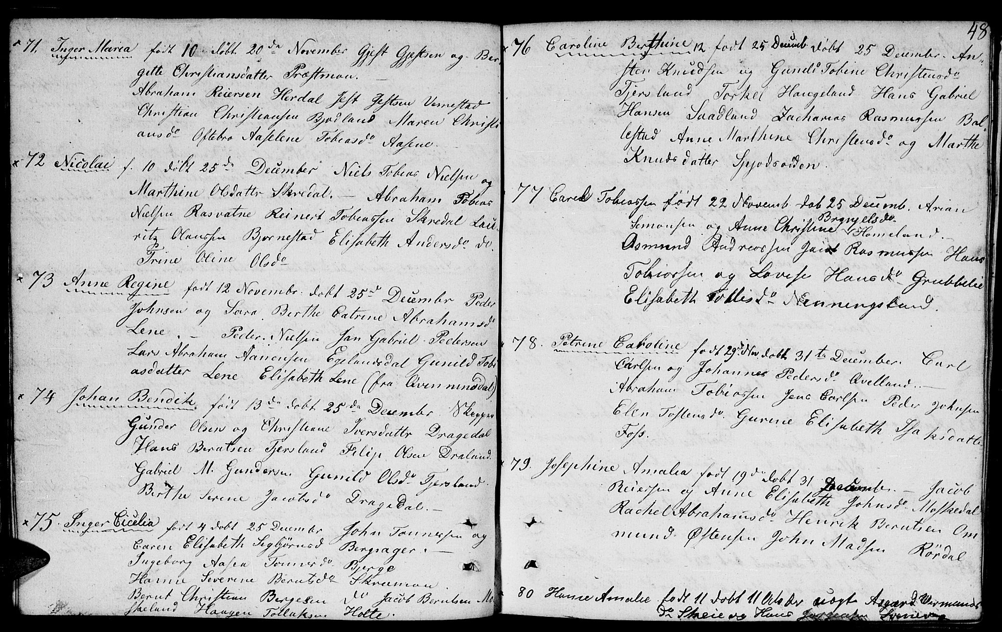 Lyngdal sokneprestkontor, AV/SAK-1111-0029/F/Fb/Fbc/L0002: Parish register (copy) no. B 2, 1849-1864, p. 48