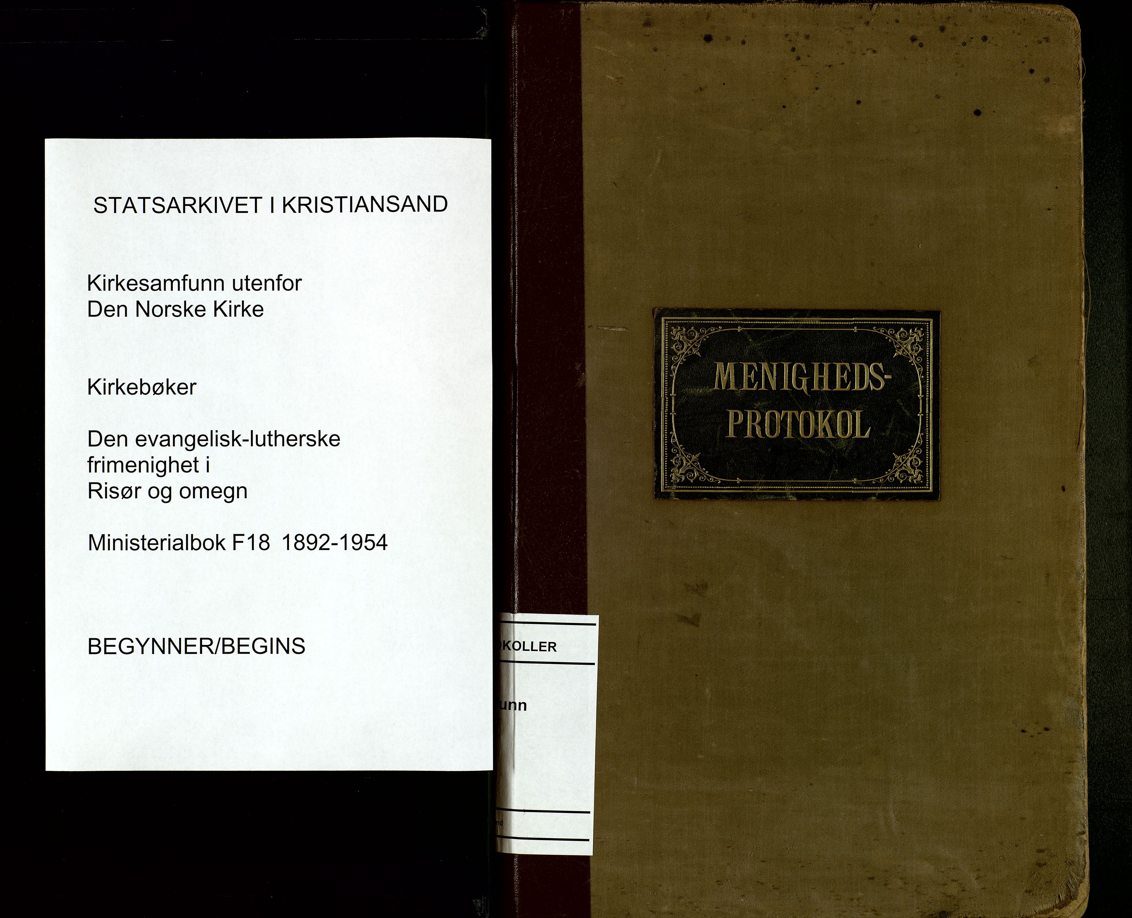 Den evangelisk-lutherske frimenighet, Risør, SAK/1292-0007/F/Fa/L0002: Dissenter register no. F 18, 1892-1954