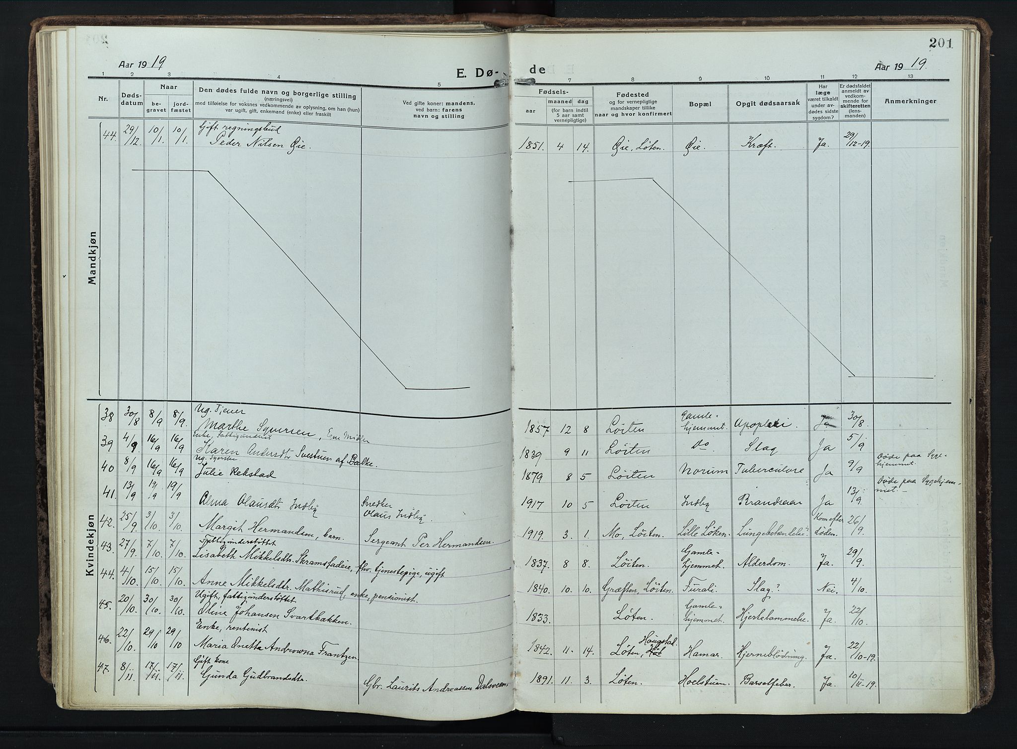 Løten prestekontor, AV/SAH-PREST-022/K/Ka/L0012: Parish register (official) no. 12, 1918-1926, p. 201
