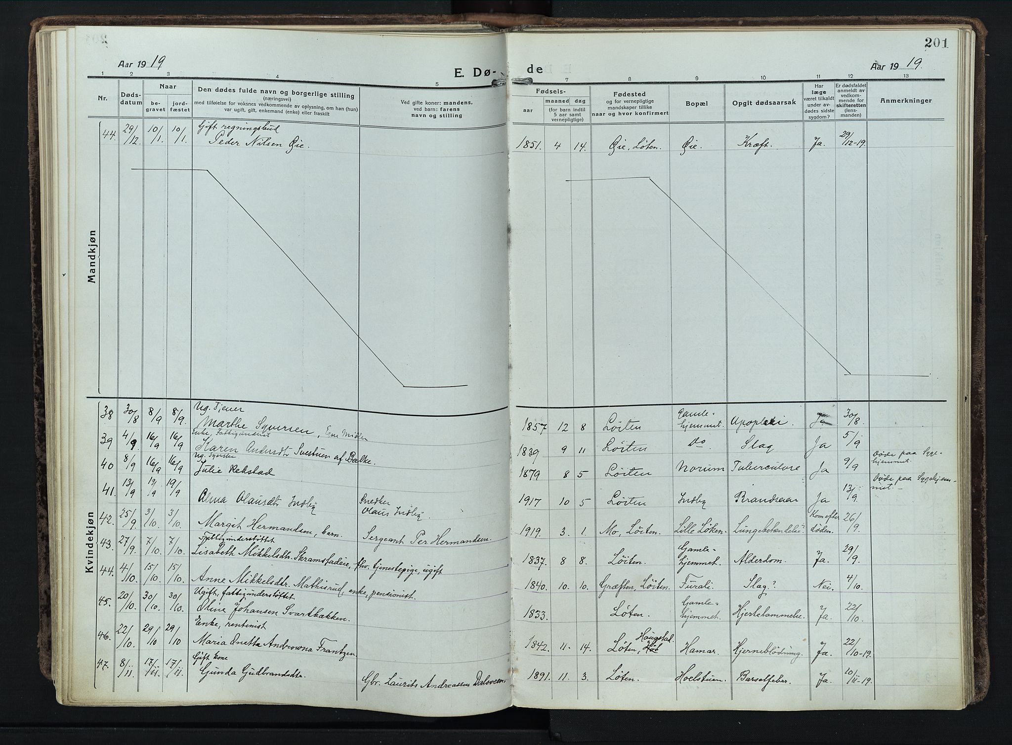 Løten prestekontor, SAH/PREST-022/K/Ka/L0012: Parish register (official) no. 12, 1918-1926, p. 201