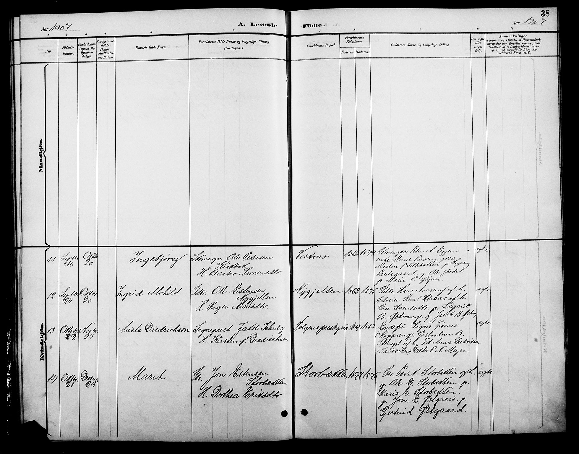 Tolga prestekontor, AV/SAH-PREST-062/L/L0009: Parish register (copy) no. 9, 1892-1919, p. 38