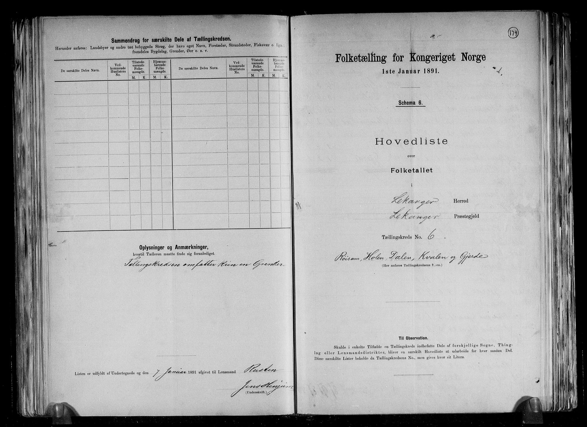 RA, 1891 census for 1419 Leikanger, 1891, p. 16