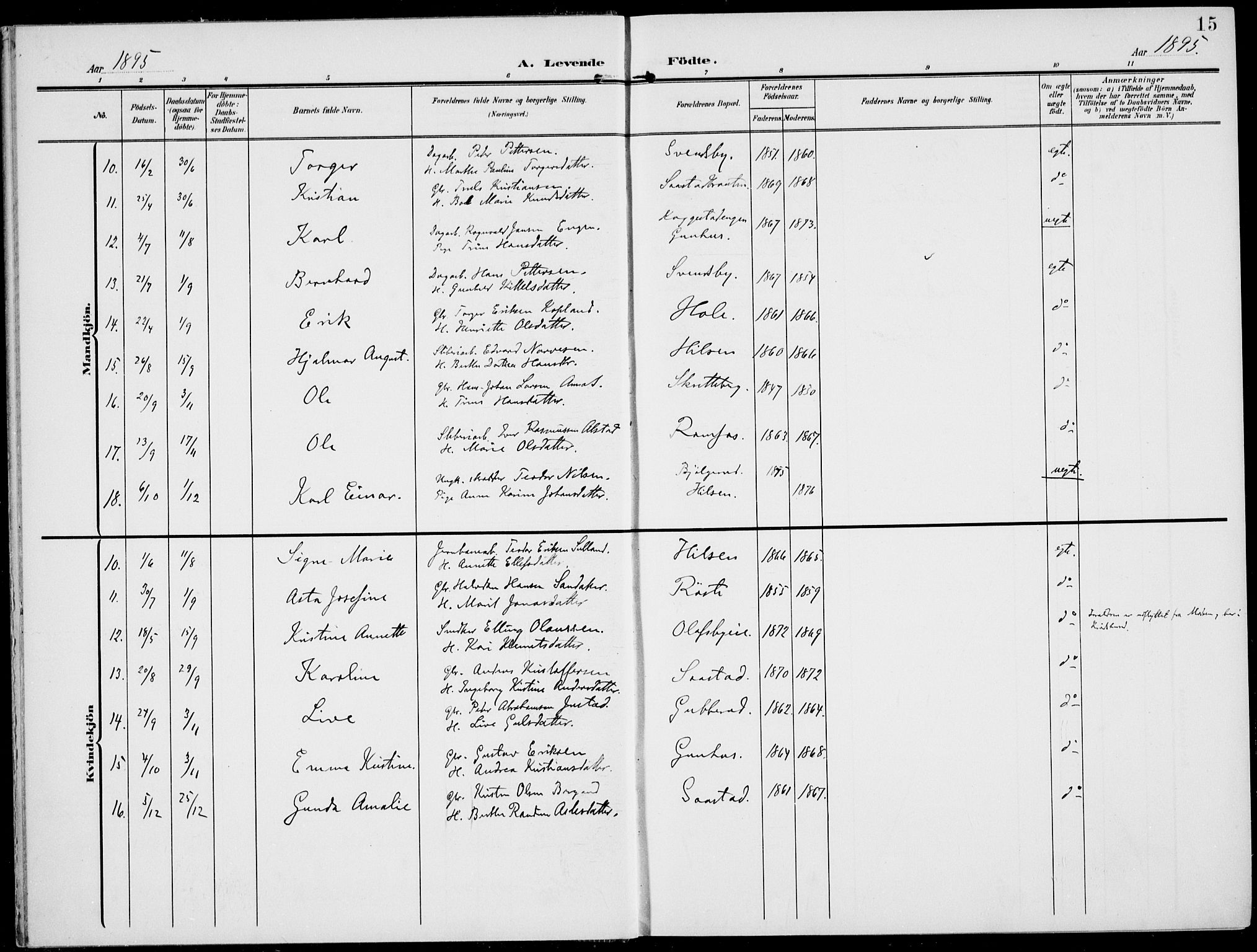 Modum kirkebøker, AV/SAKO-A-234/F/Fa/L0019: Parish register (official) no. 19, 1890-1914, p. 15