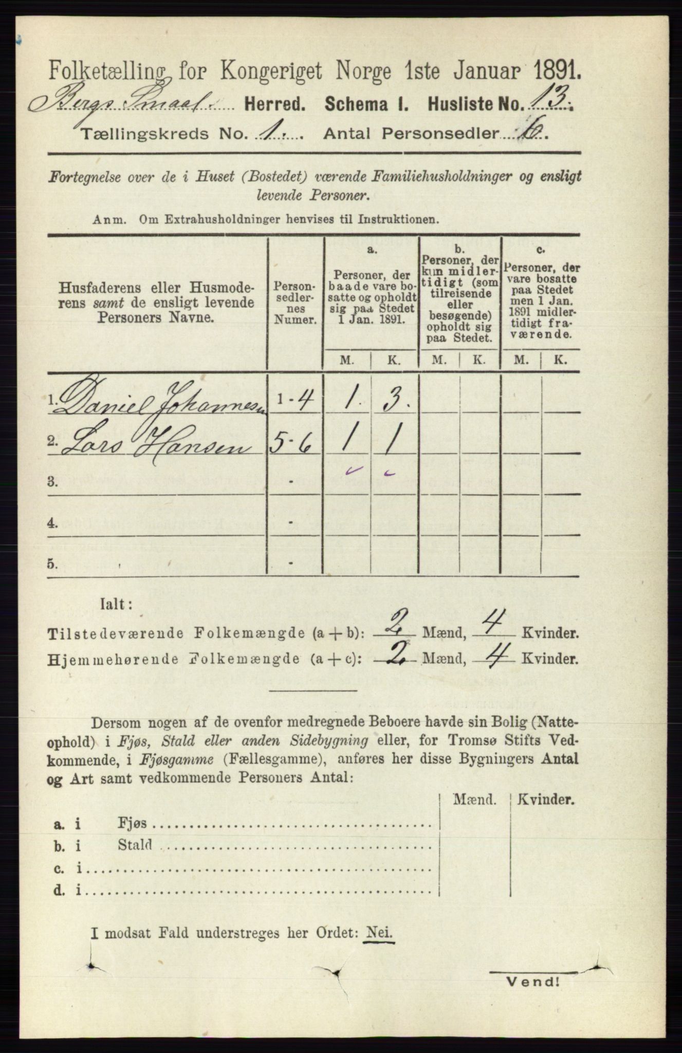 RA, 1891 census for 0116 Berg, 1891, p. 40