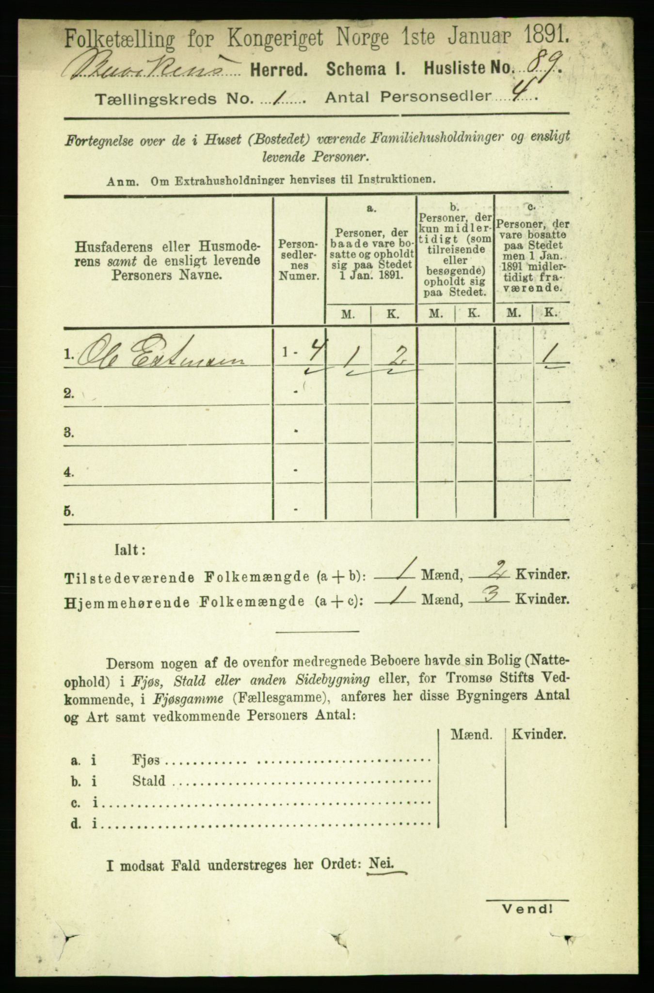 RA, 1891 census for 1656 Buvik, 1891, p. 100