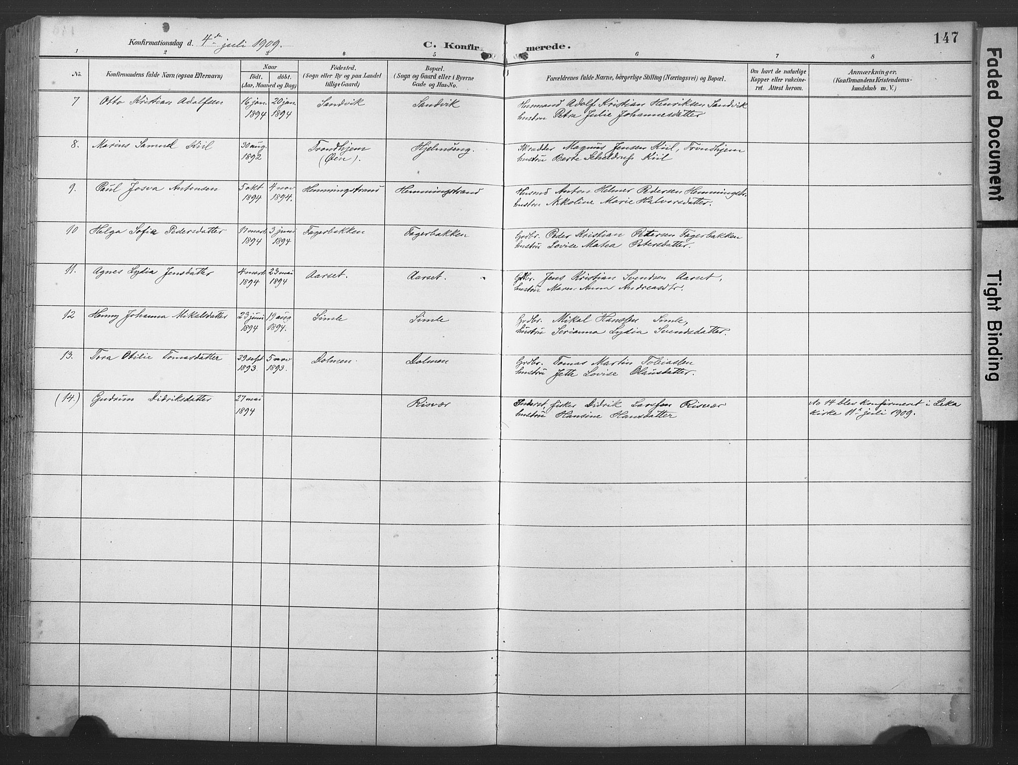 Ministerialprotokoller, klokkerbøker og fødselsregistre - Nord-Trøndelag, SAT/A-1458/789/L0706: Parish register (copy) no. 789C01, 1888-1931, p. 147