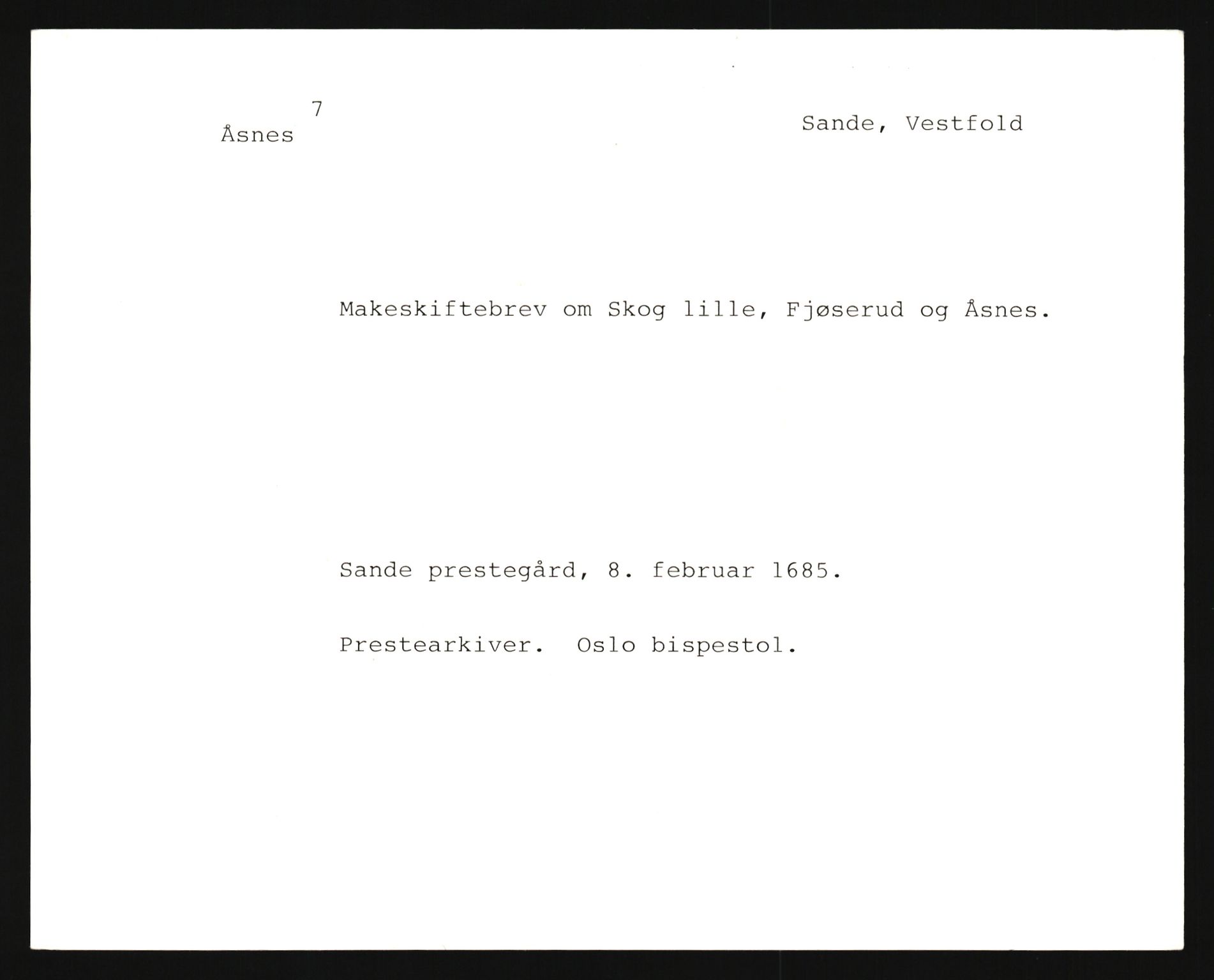 Riksarkivets diplomsamling, AV/RA-EA-5965/F35/F35e/L0018: Registreringssedler Vestfold 1, 1400-1700, p. 293