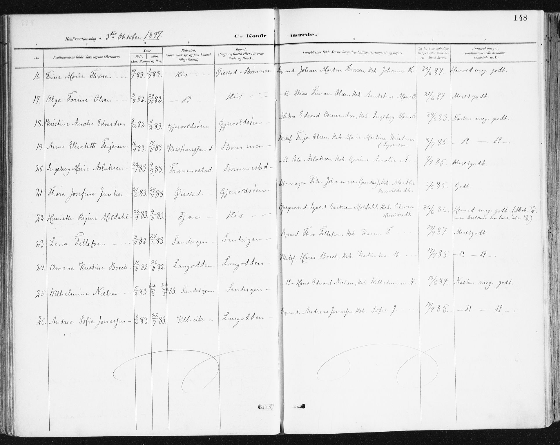 Hisøy sokneprestkontor, SAK/1111-0020/F/Fa/L0004: Parish register (official) no. A 4, 1895-1917, p. 148